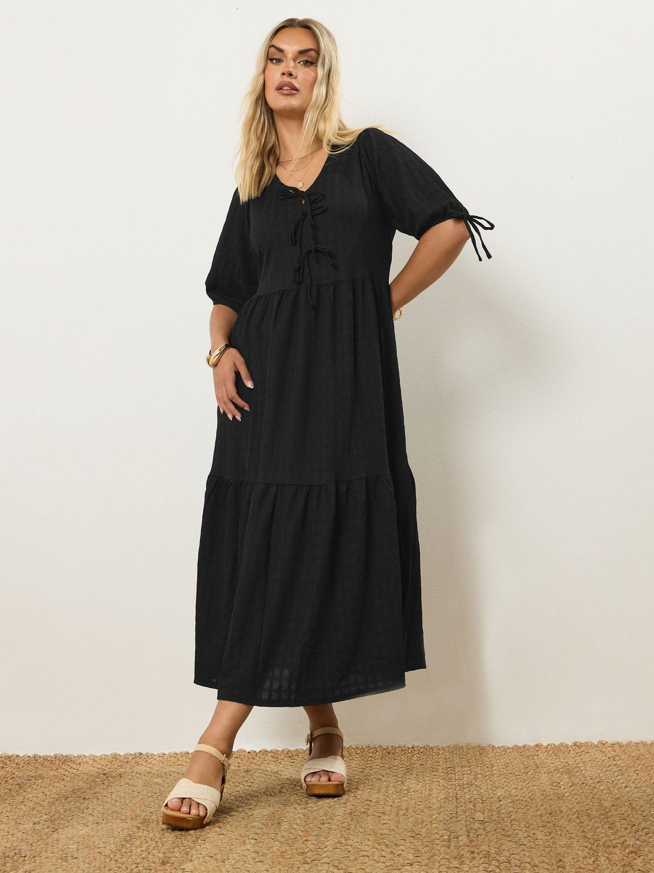 yours-curve-puff-sleeve-bow-dress-blackback
