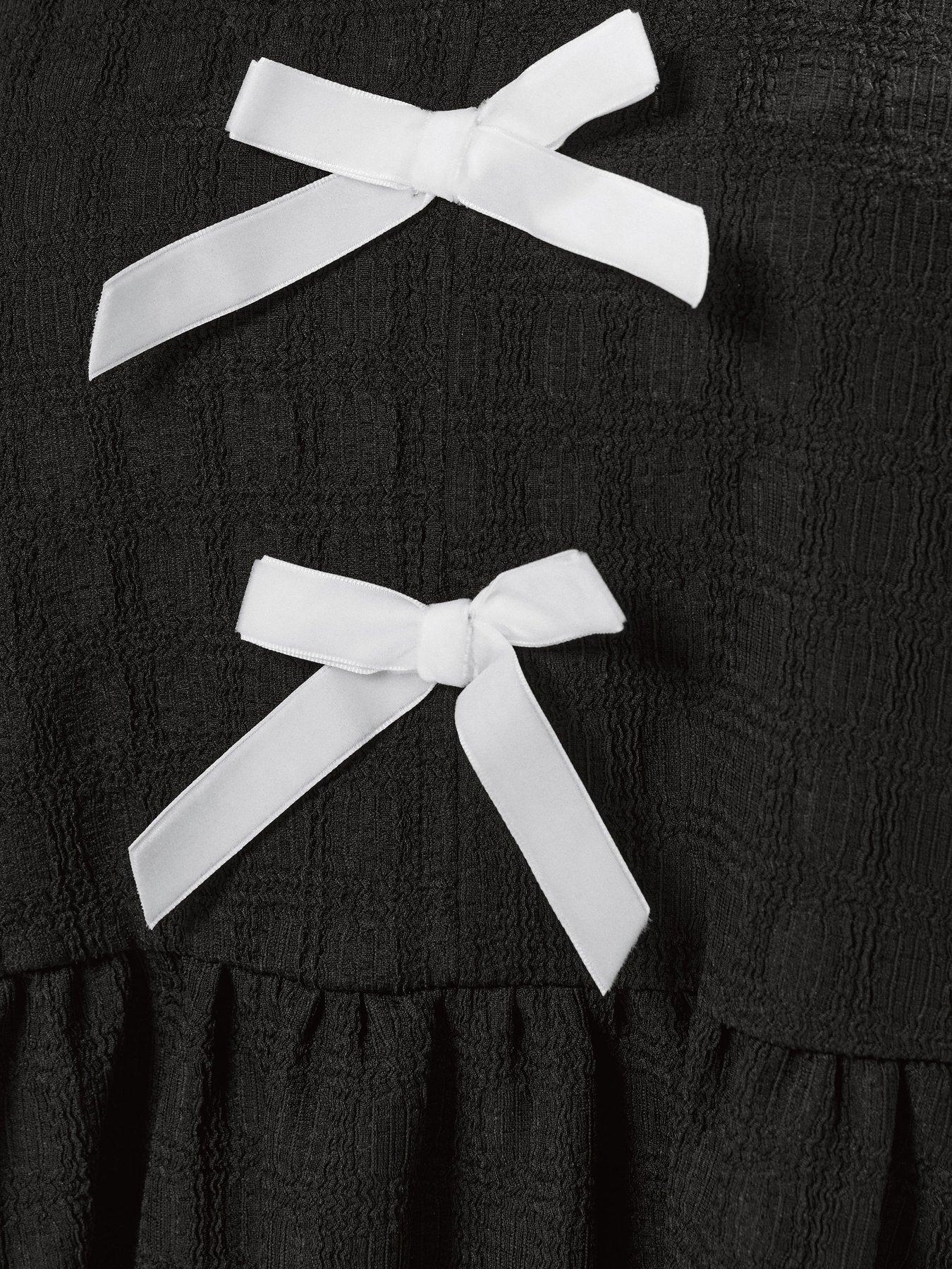 Image 4 of 5 of Yours Curve Puff Sleeve Bow Peplum - Black