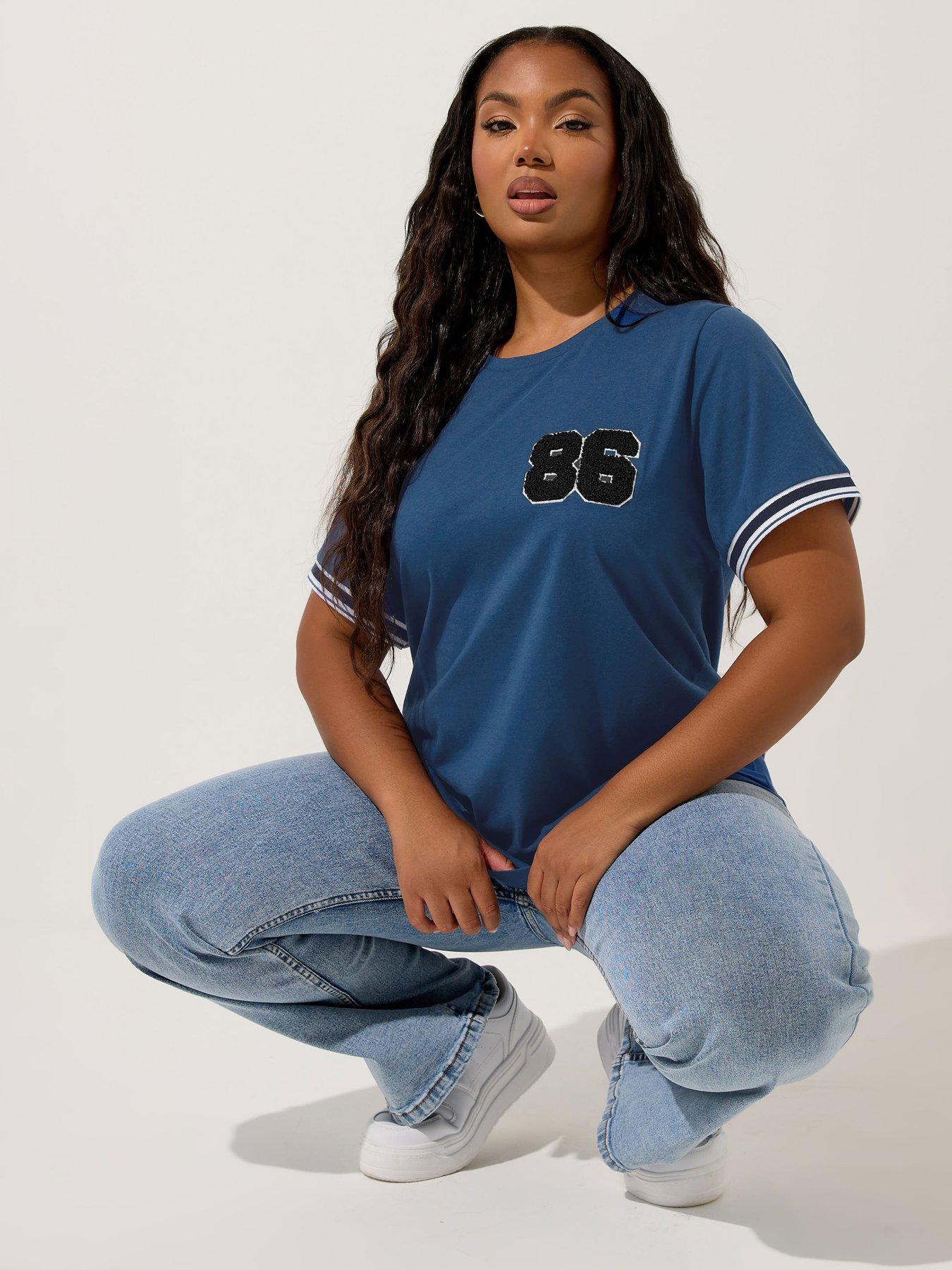 yours-curve-varsity-trim-t-shirt-blueoutfit