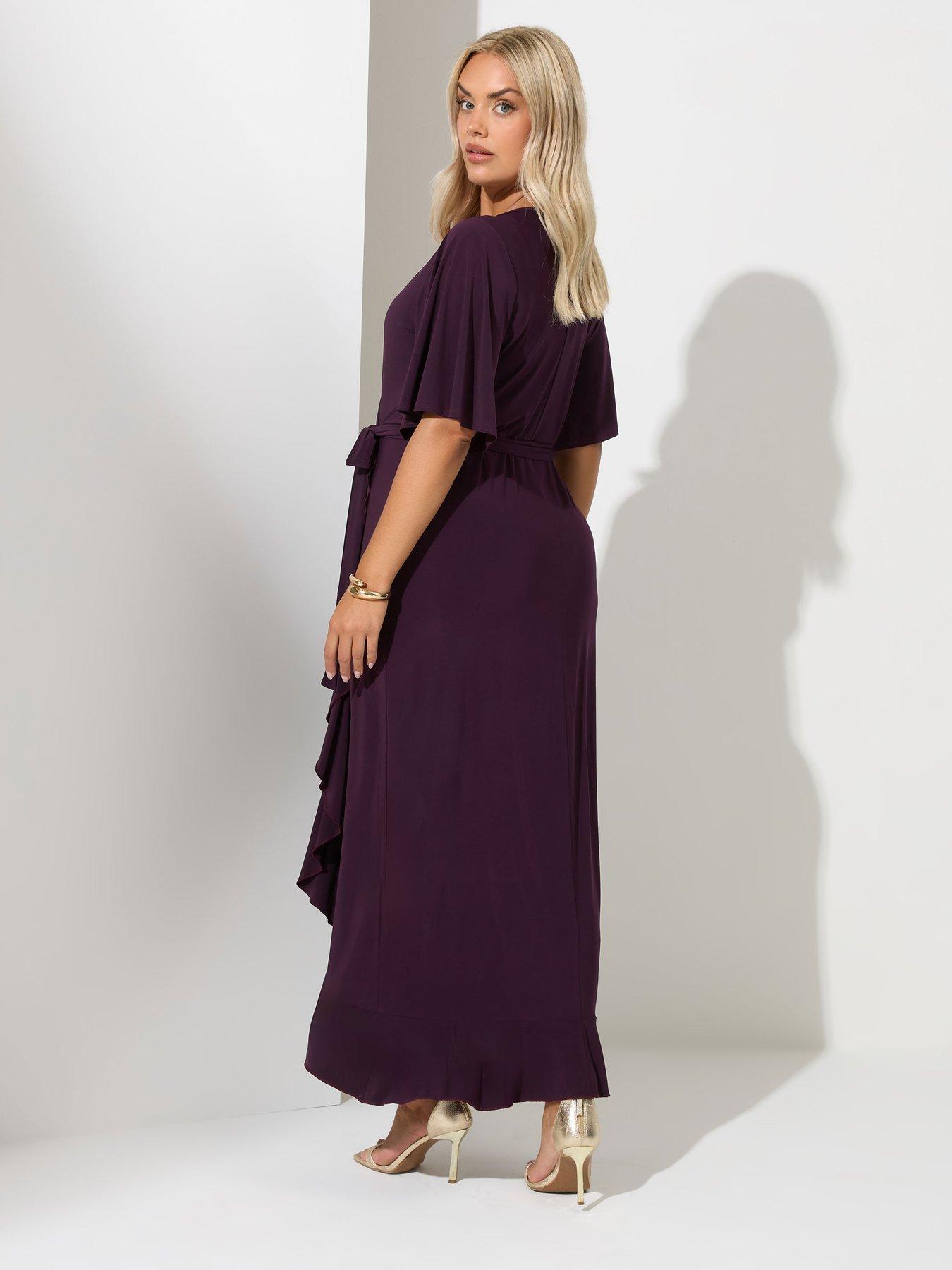 yours-curve-ruffle-hem-wrap-dress-purplestillFront