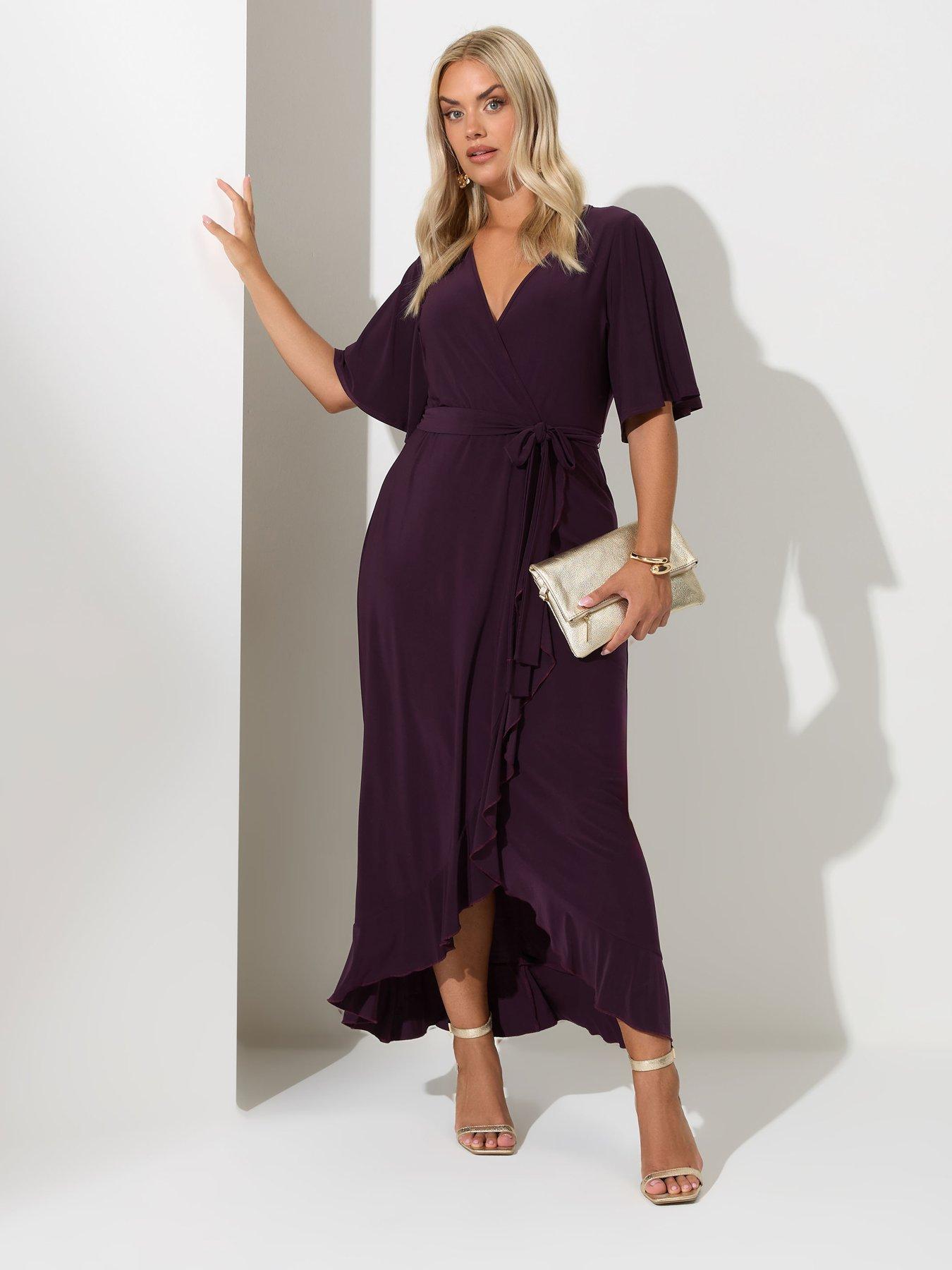 yours-curve-ruffle-hem-wrap-dress-purpleback