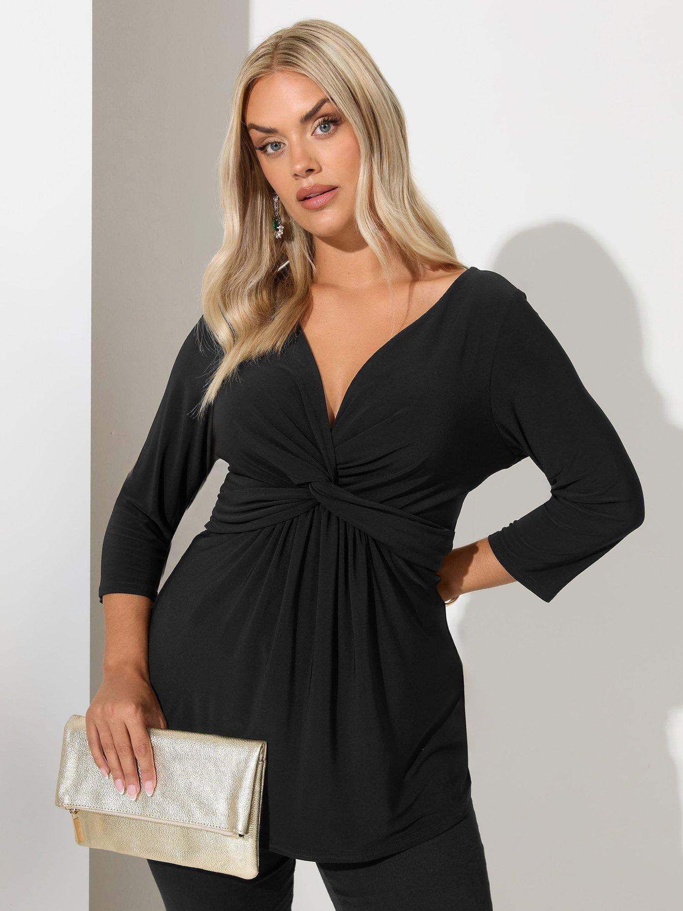 Yours Curve Knot Front Top - Black