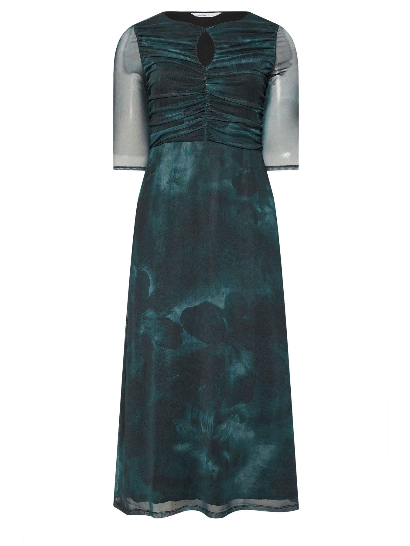 yours-curve-keyhole-mesh-dress-bluedetail