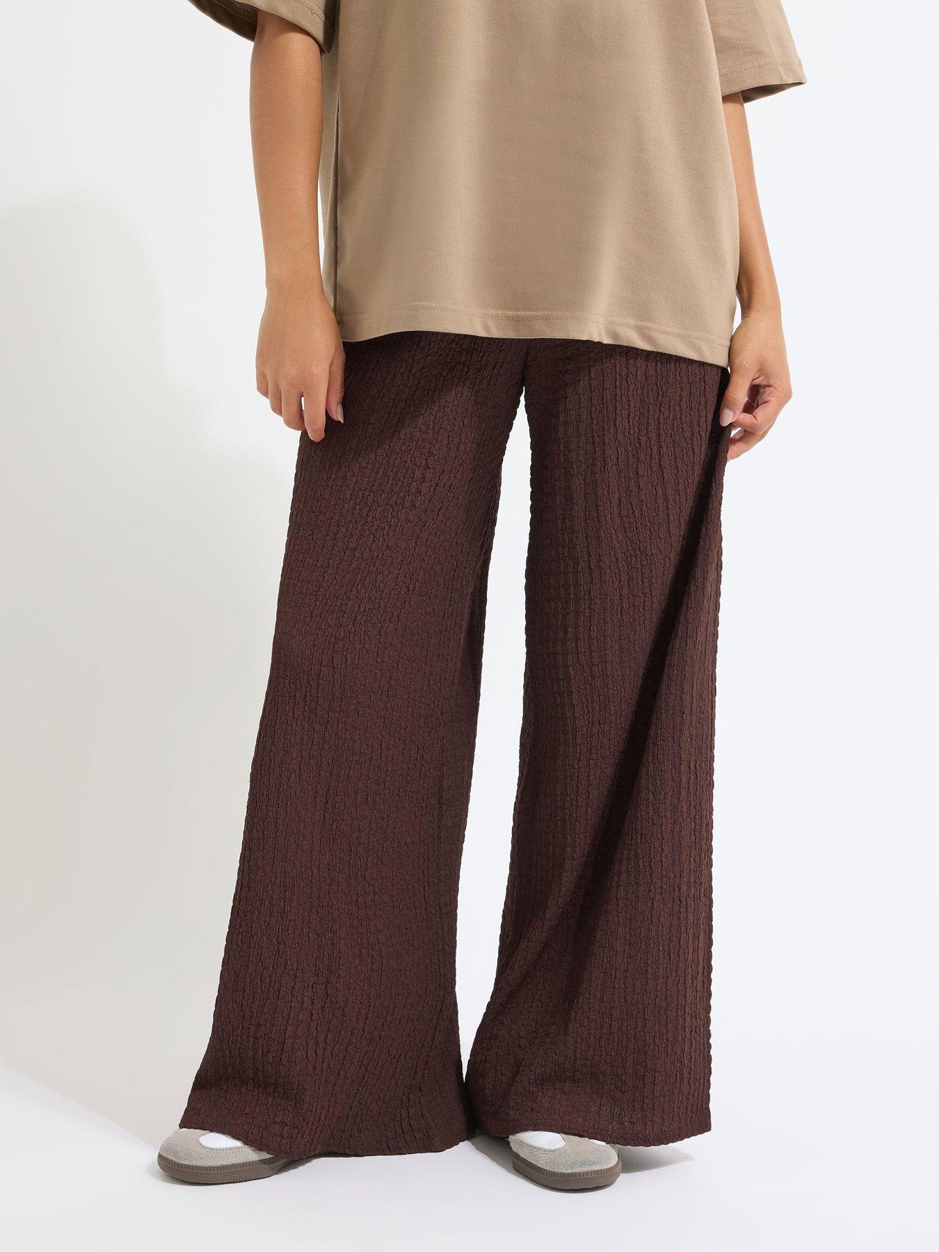 pixiegirl-petite-textured-wide-leg-trouser-brownback
