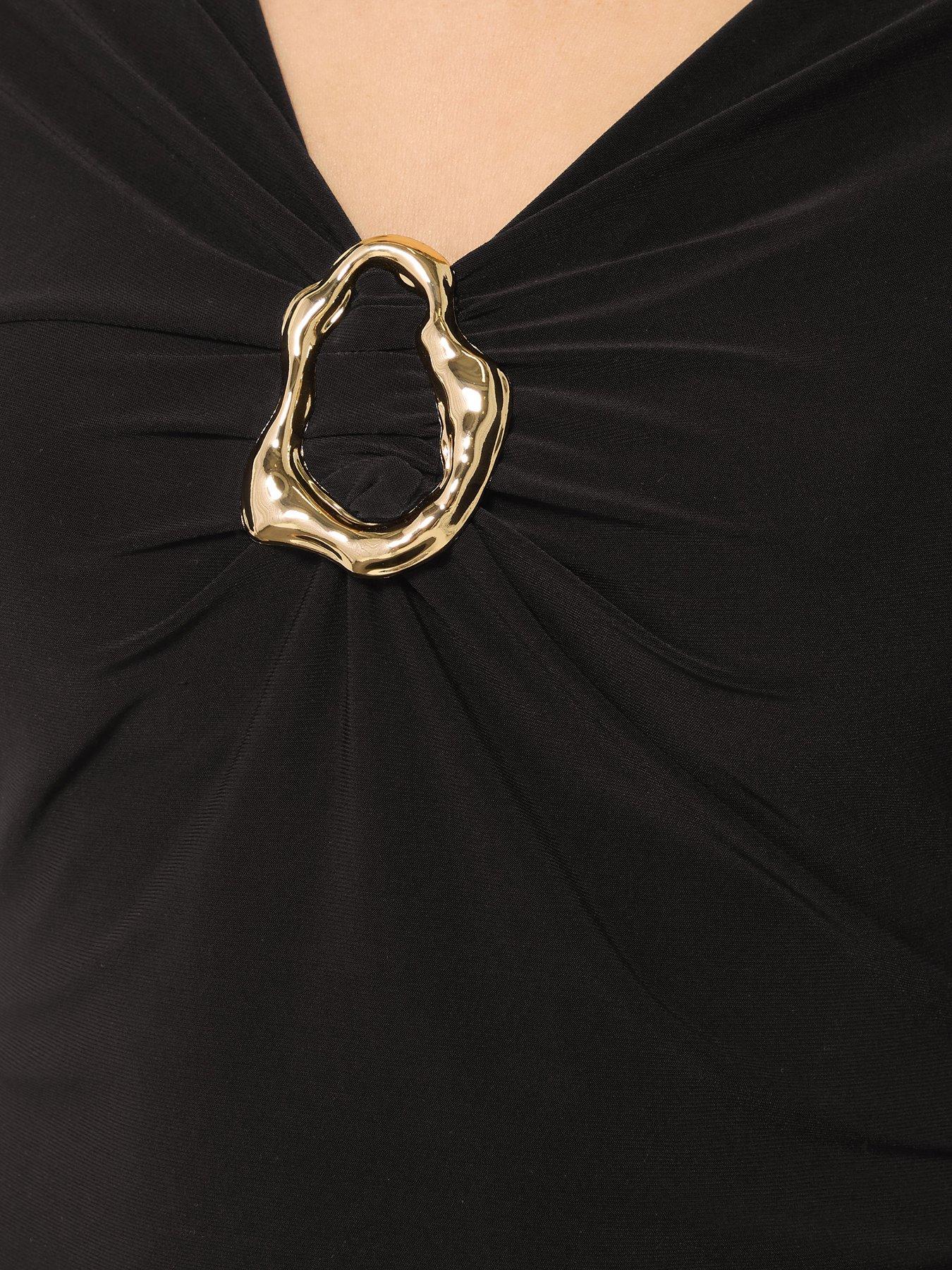 Image 4 of 4 of Long Tall Sally Buckle Ruched Top - Black