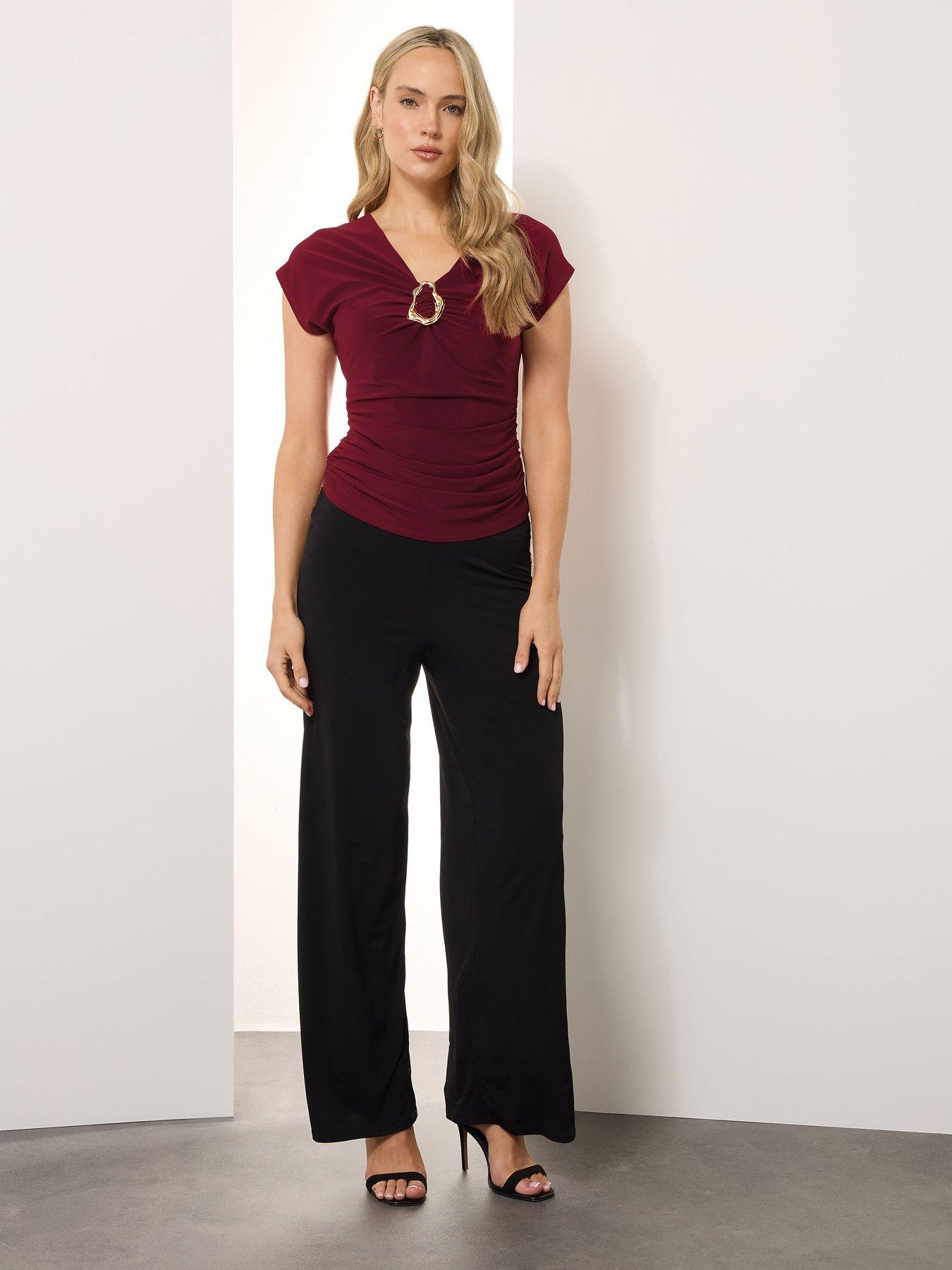 Image 3 of 4 of Long Tall Sally Buckle Ruched Top - Red