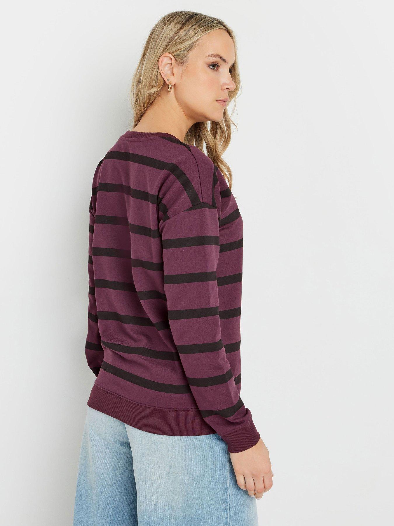 long-tall-sally-stripe-sweatshirt-burgundystillFront