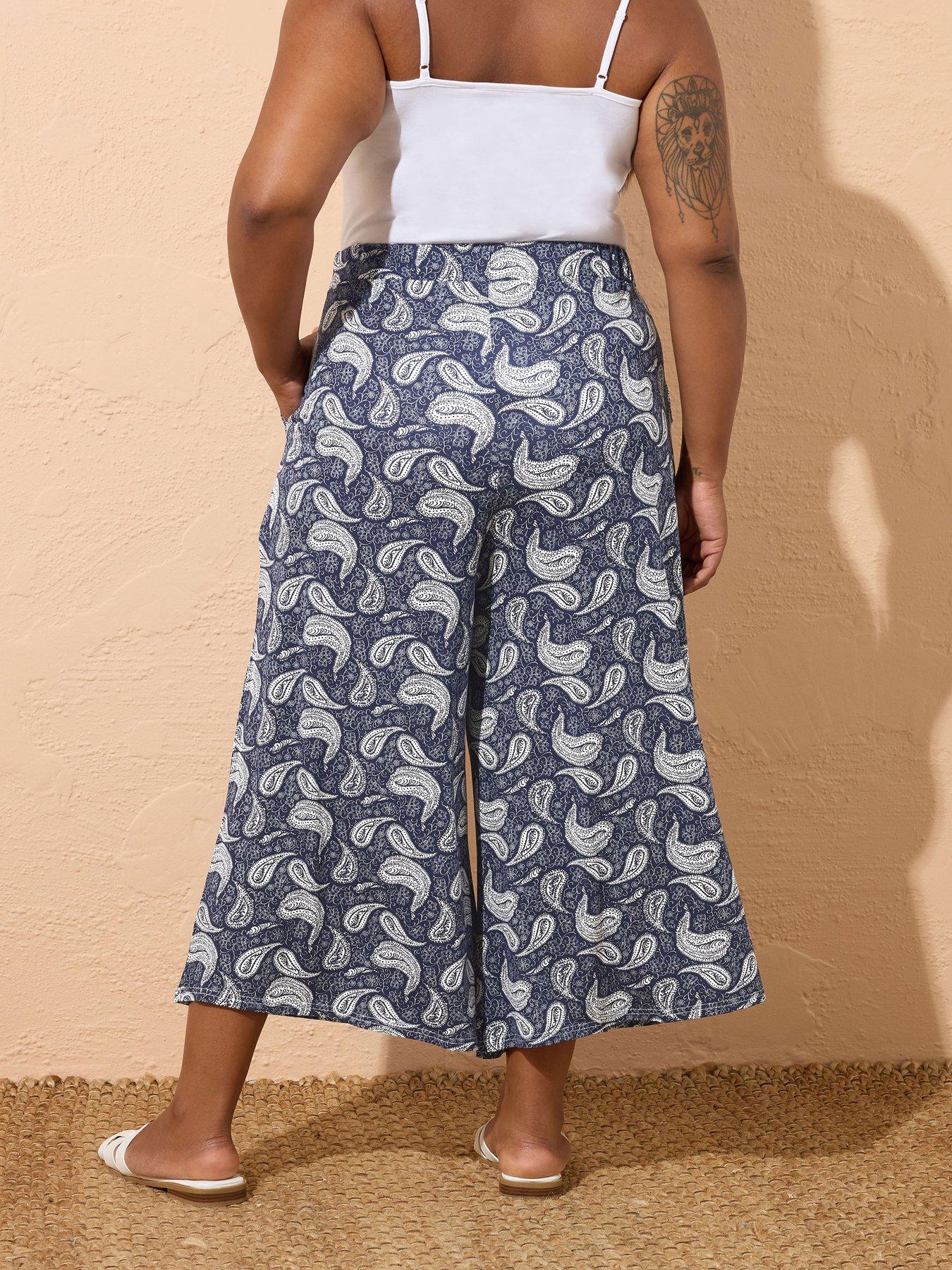 yours-curve-paisley-midaxi-culottes-bluestillFront