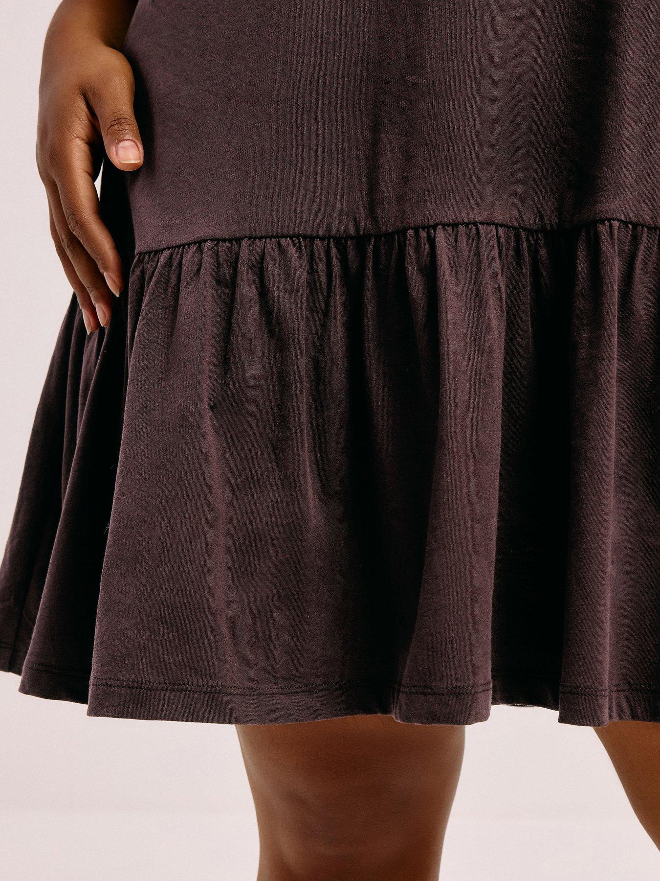 yours-curve-peplum-drop-shoulder-dress-brownoutfit