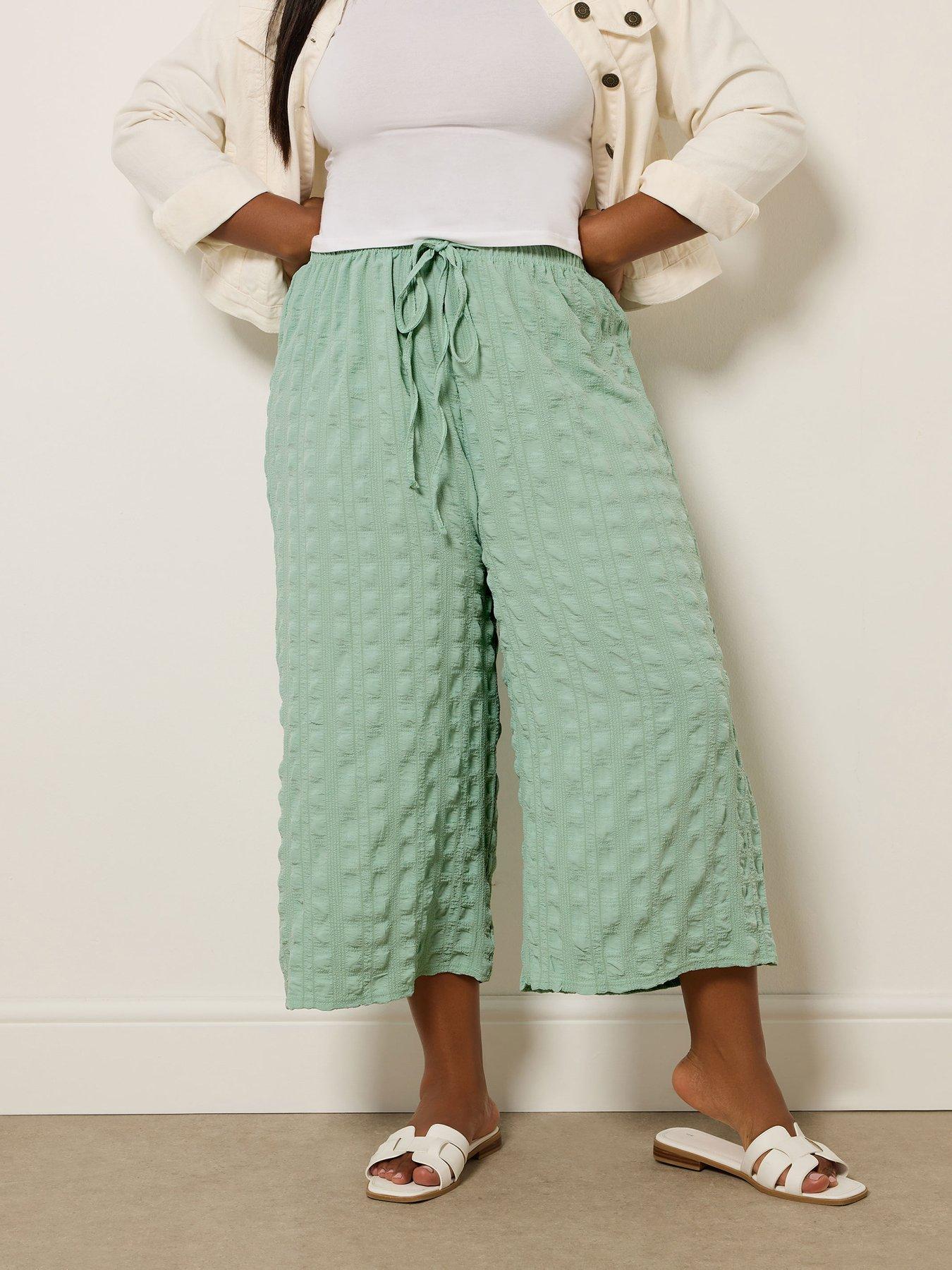 Image 1 of 5 of Yours Curve Square Bubble Culottes - Green