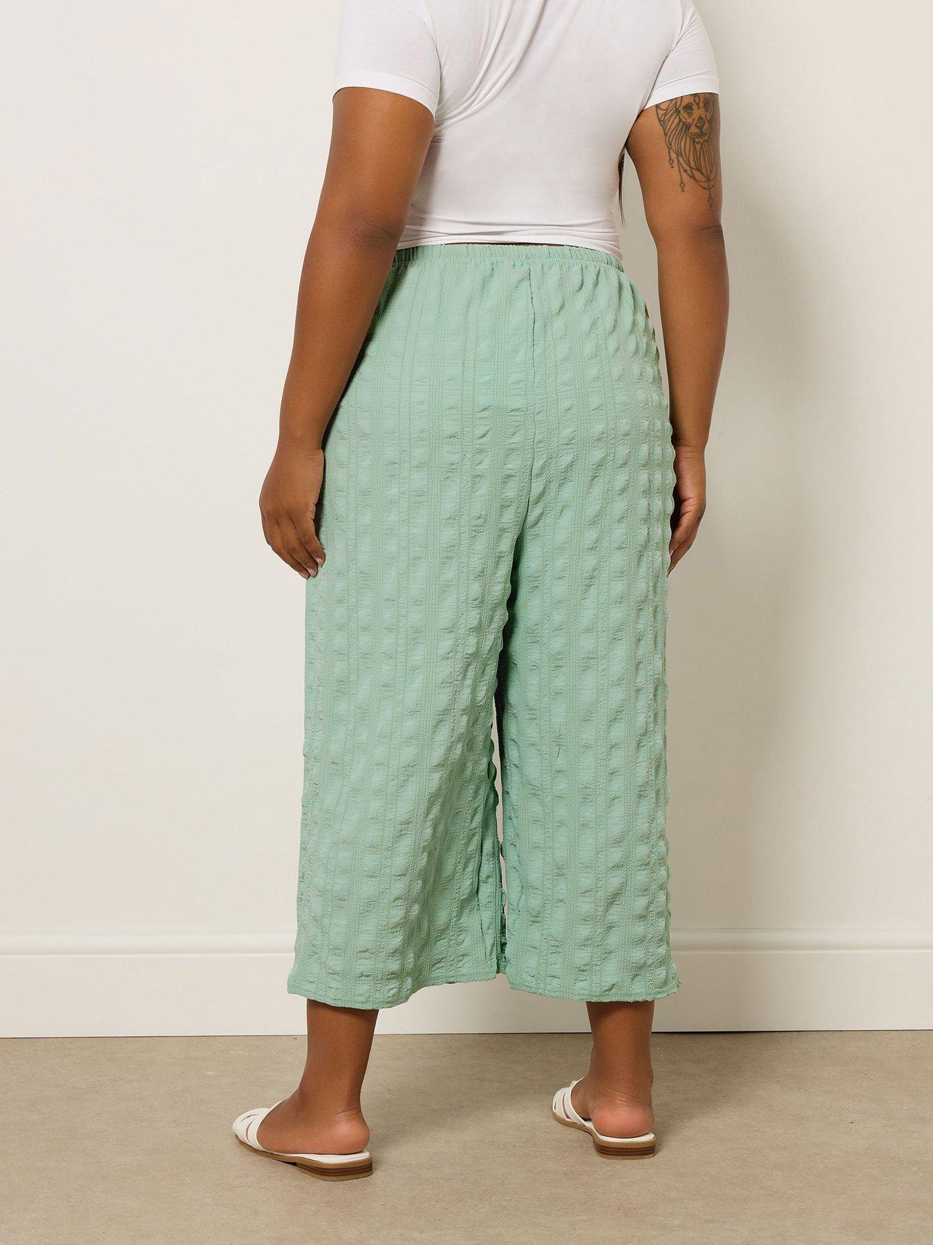 Image 2 of 5 of Yours Curve Square Bubble Culottes - Green