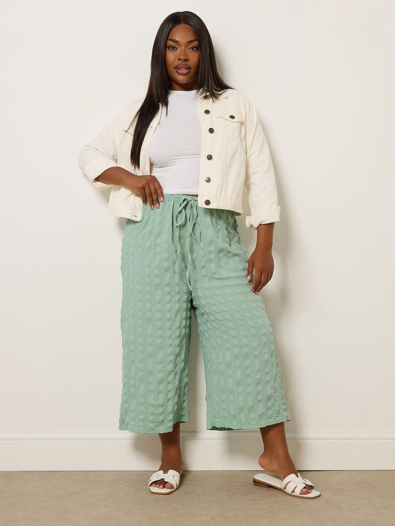 Image 3 of 5 of Yours Curve Square Bubble Culottes - Green