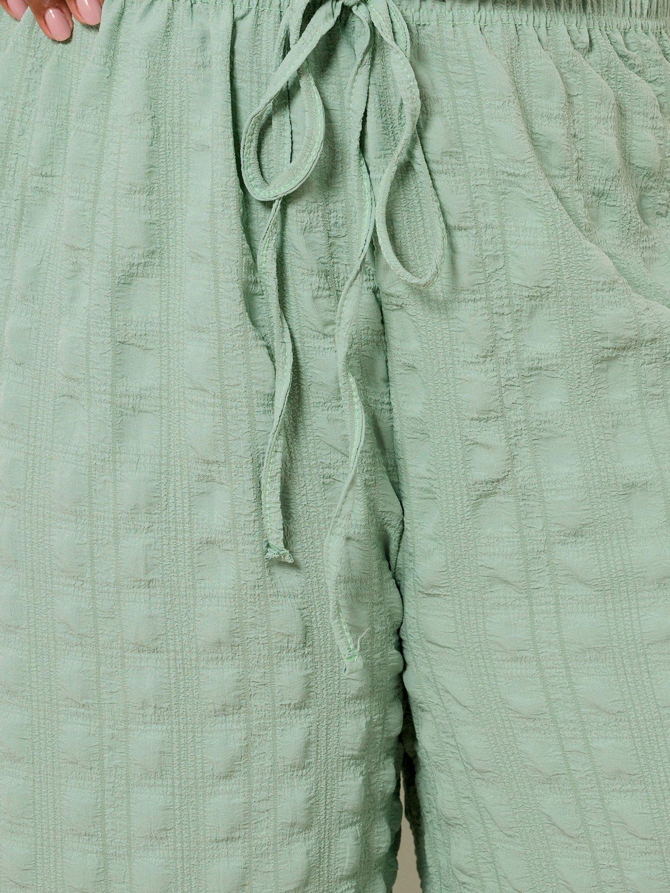 Image 4 of 5 of Yours Curve Square Bubble Culottes - Green