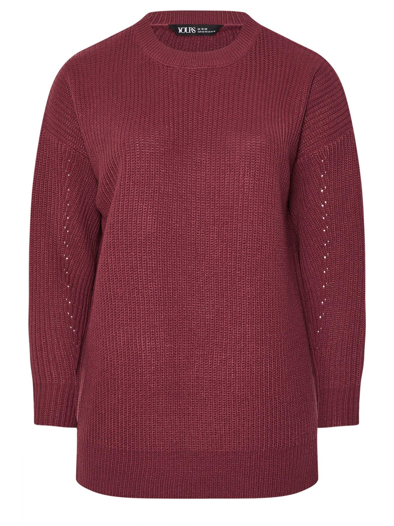 Image 5 of 5 of Yours Curve Drop Shoulder Jumper - Burgundy Red