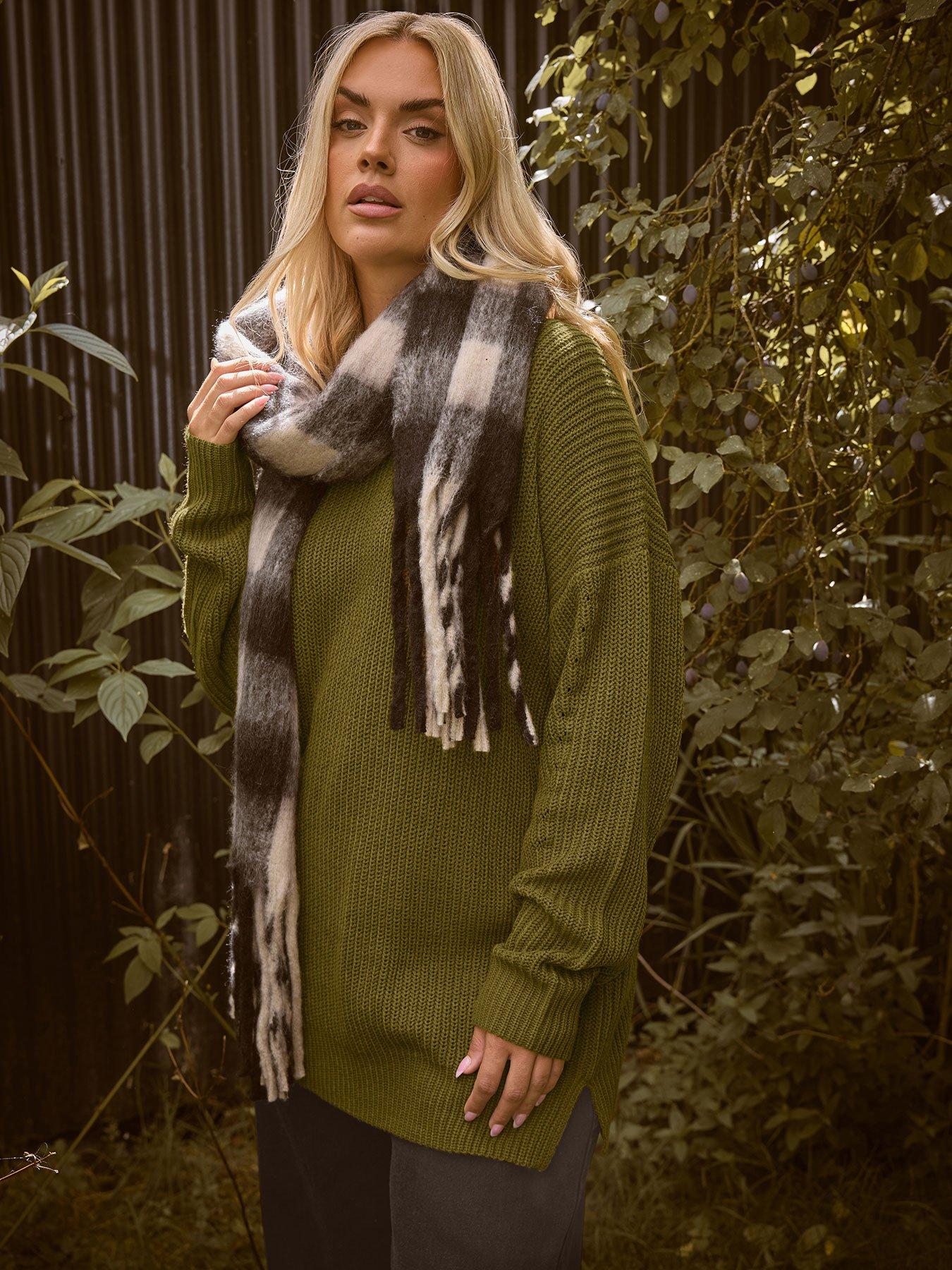 Yours Curve Drop Shoulder Jumper - Olive Green