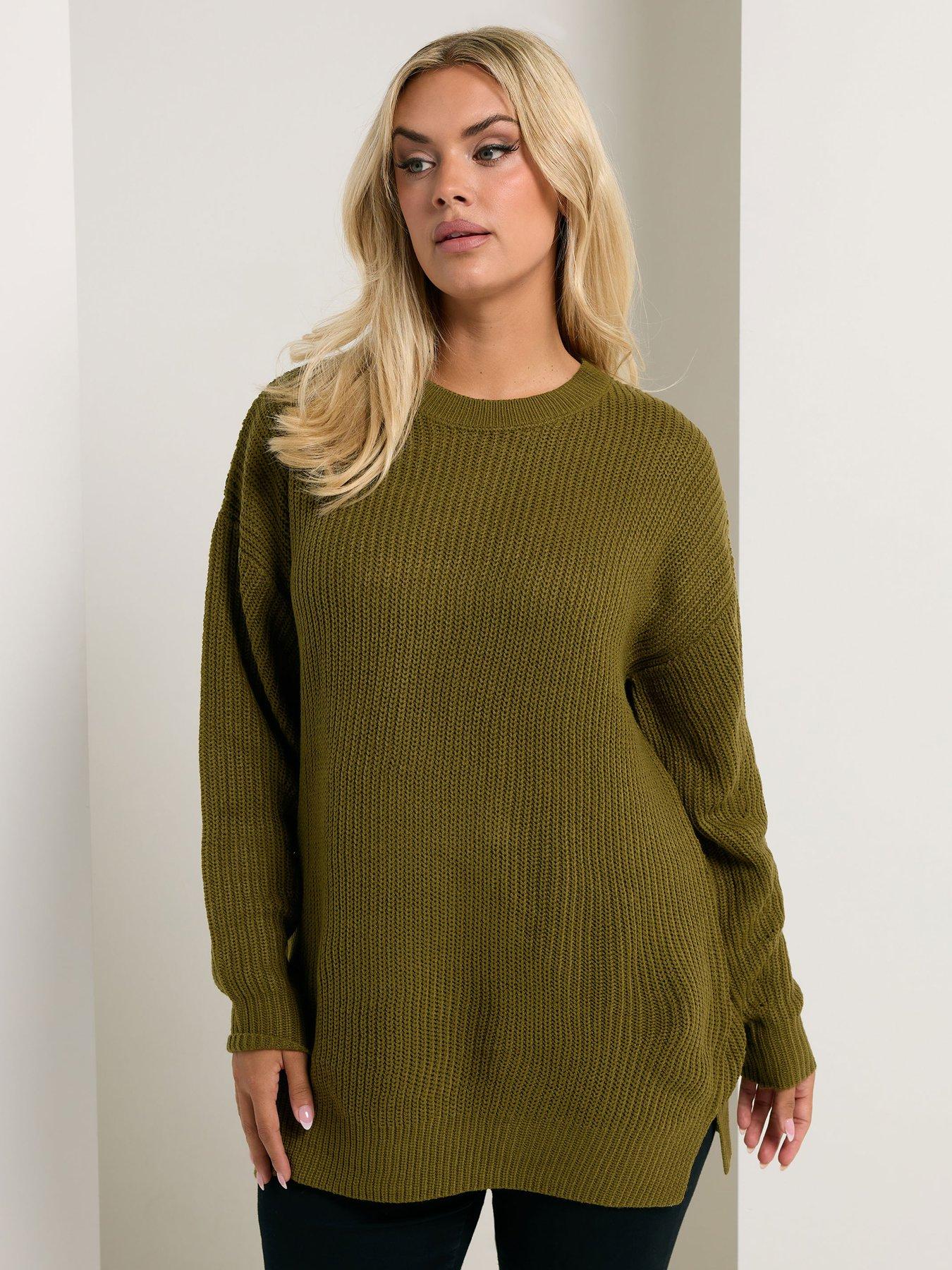 yours-curve-drop-shoulder-jumper-olive-greenoutfit