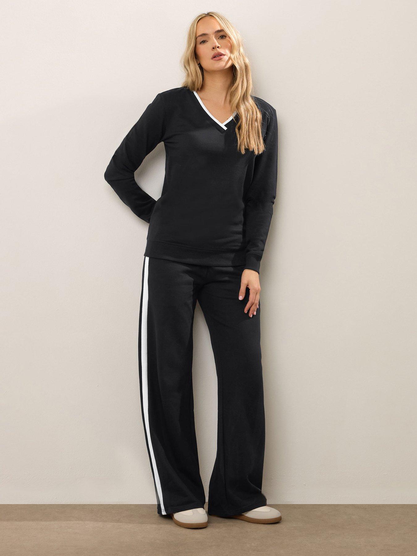 Long Tall Sally Rib Wide Leg Jogger 34" - Black