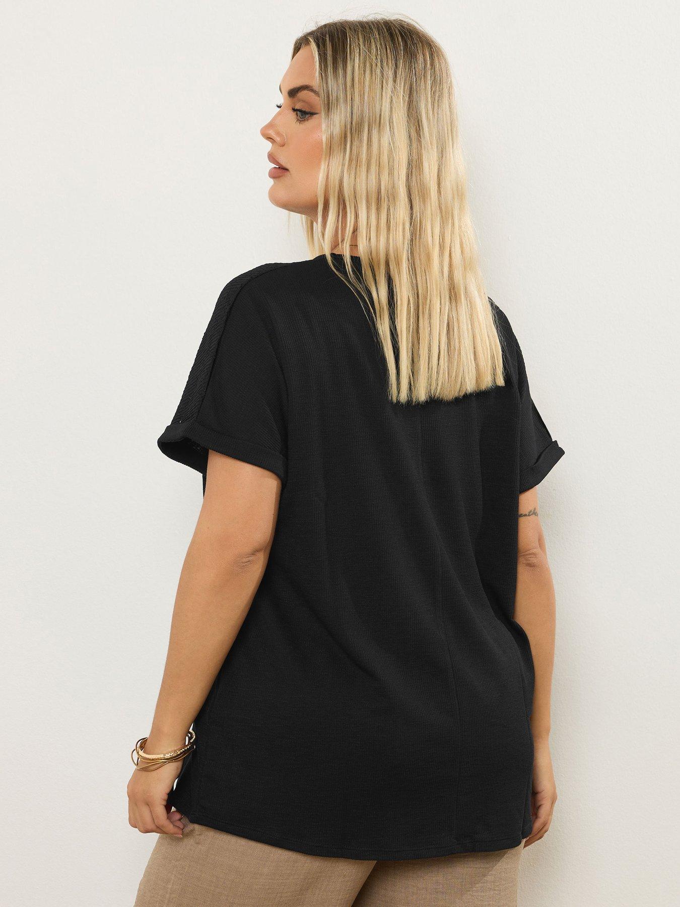 yours-curve-lace-regular-crew-neck-lace-panel-t-shirt-blackstillFront