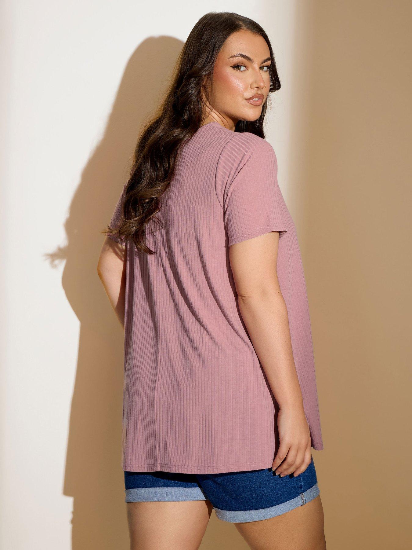 yours-curve-rib-swing-t-shirt-pinkstillFront