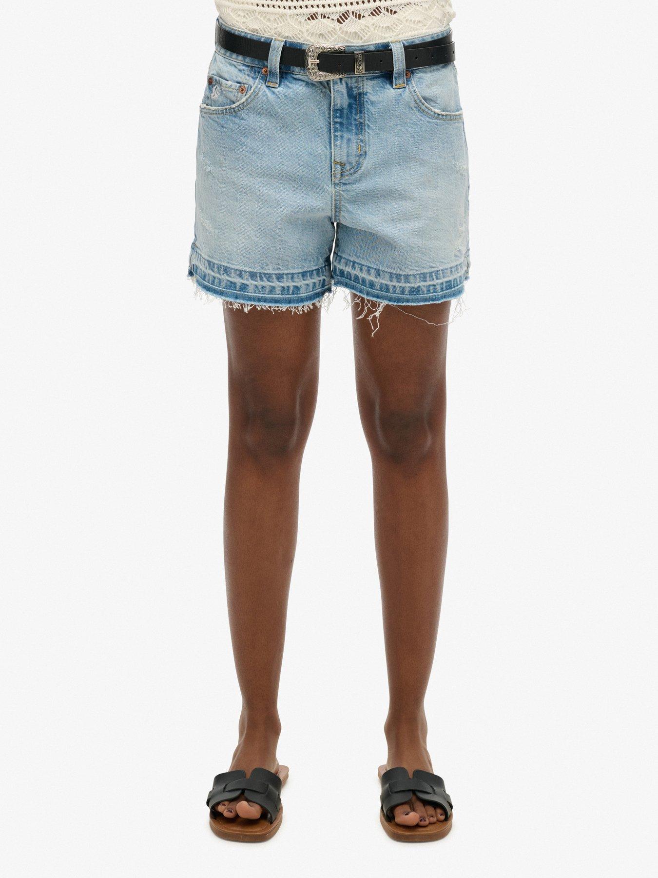 Superdry Mid Rise Cut Off Shorts - Yellow