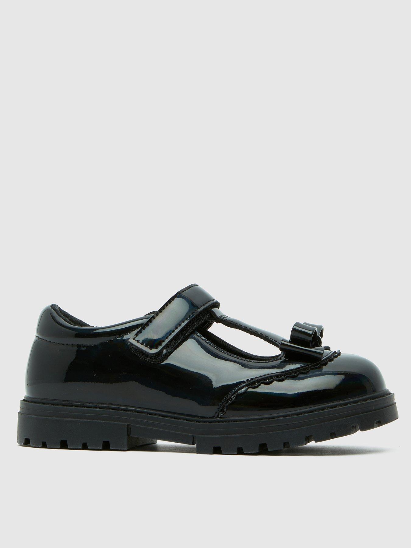 Schuh Junior Lilyana Patent Bow T-Bar Shoes - Black