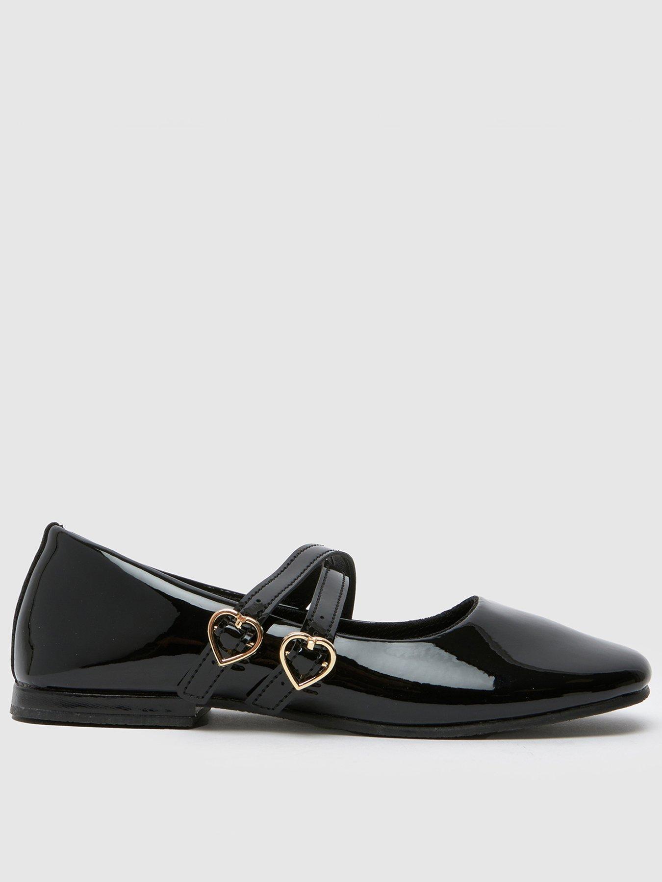 Schuh Junior Love Patent Heart Ballerina - Black
