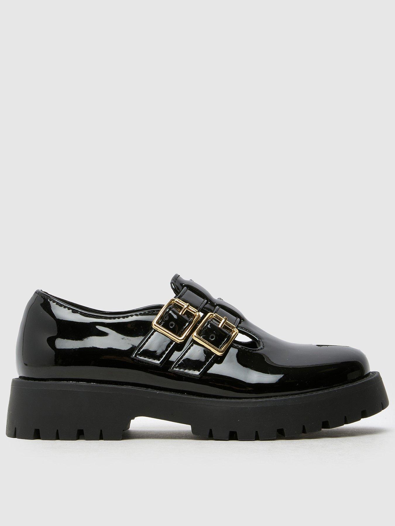 Schuh Junior Loyal Patent Double Strap T-Bar Shoes - Black
