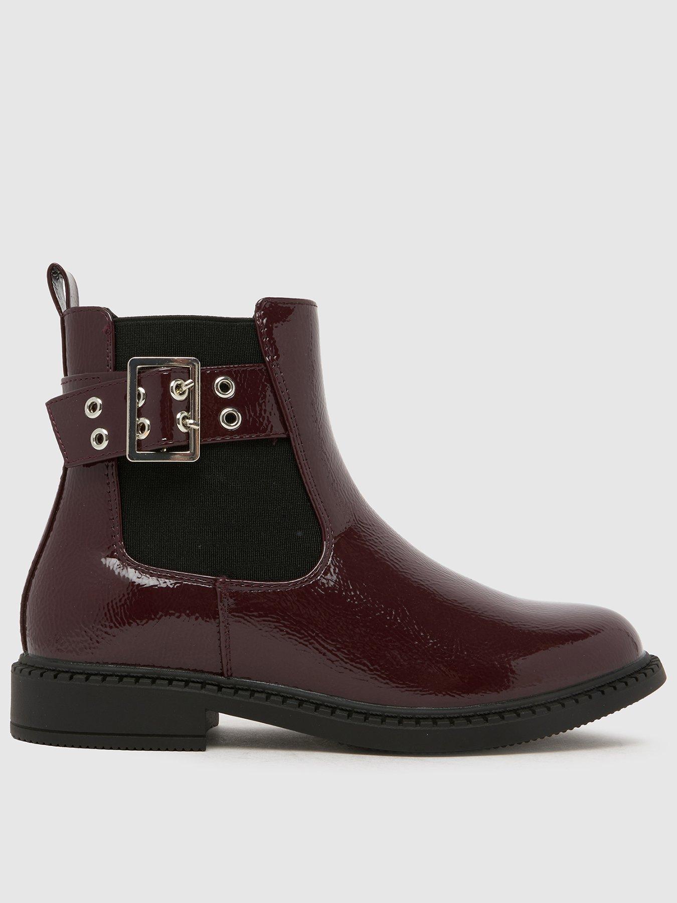 Schuh Youth Conder Buckle Patent Chelsea Boots - Burgundy