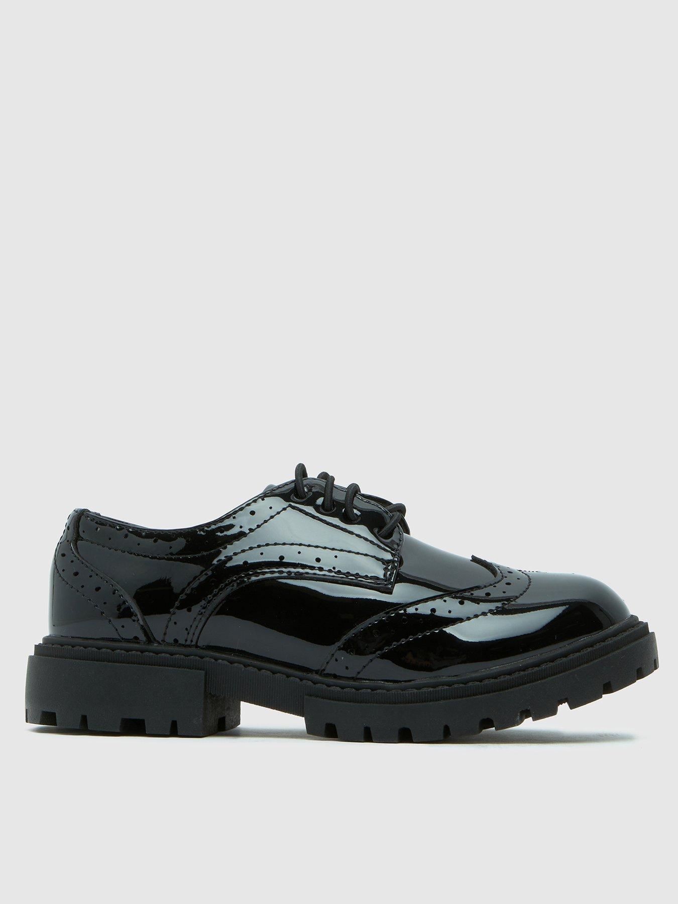 Schuh Junior Lorelai Patent Brogue Lace Up Shoes - Black