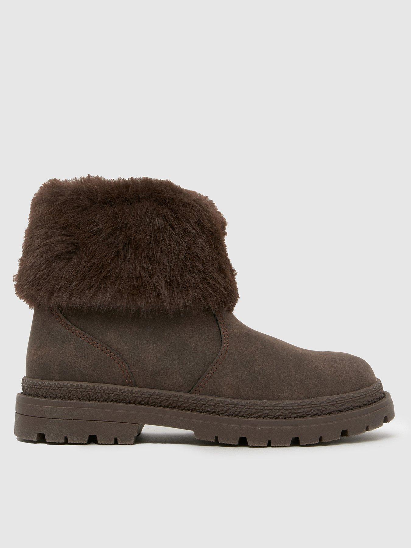 Schuh Junior Cranberry Fur Cuff Boot - Brown
