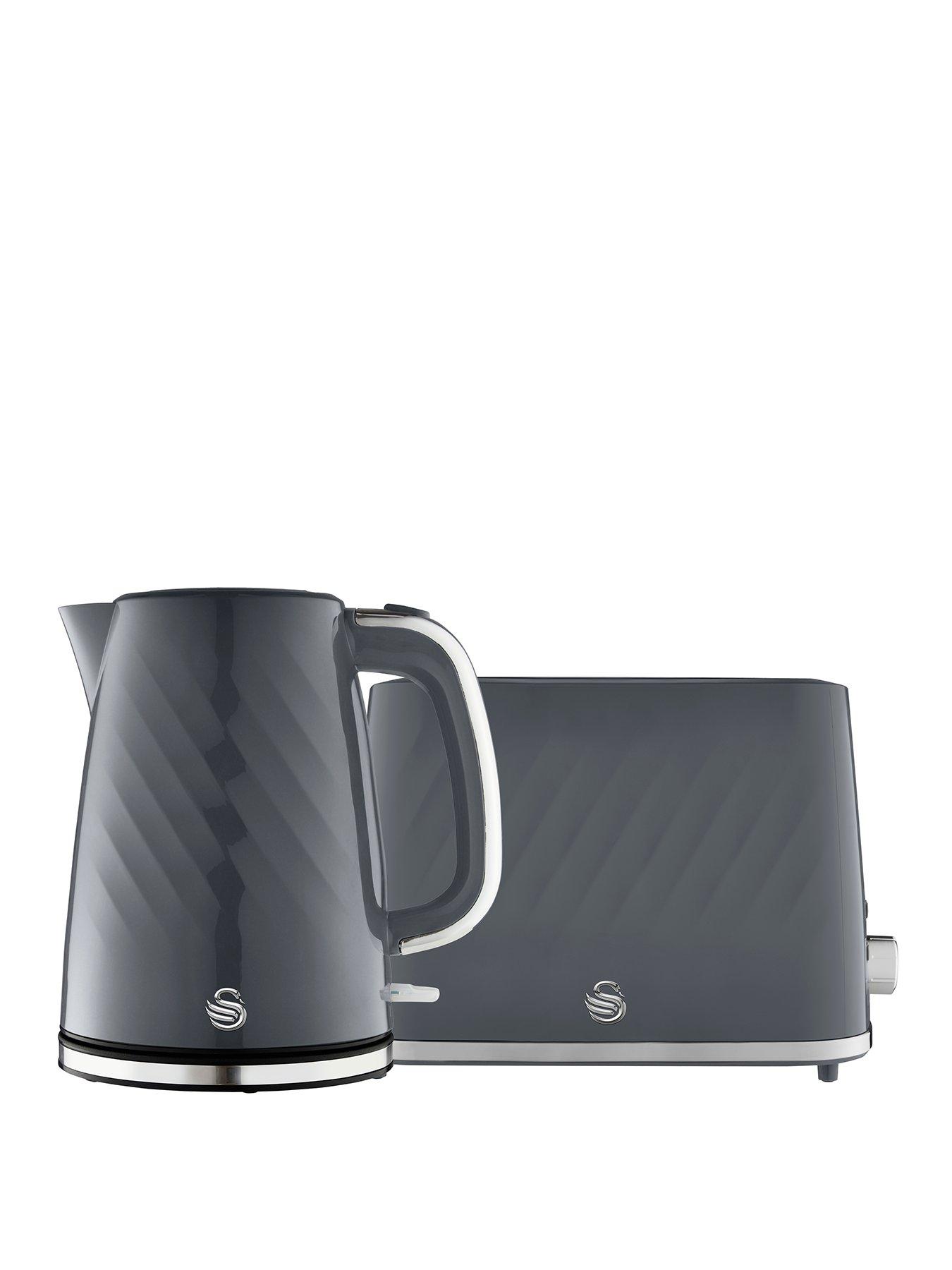 Image 1 of 7 of Swan Windsor Kitchen Set, 1.7L Fast Boil Kettle & 2 Slice Toaster - Grey