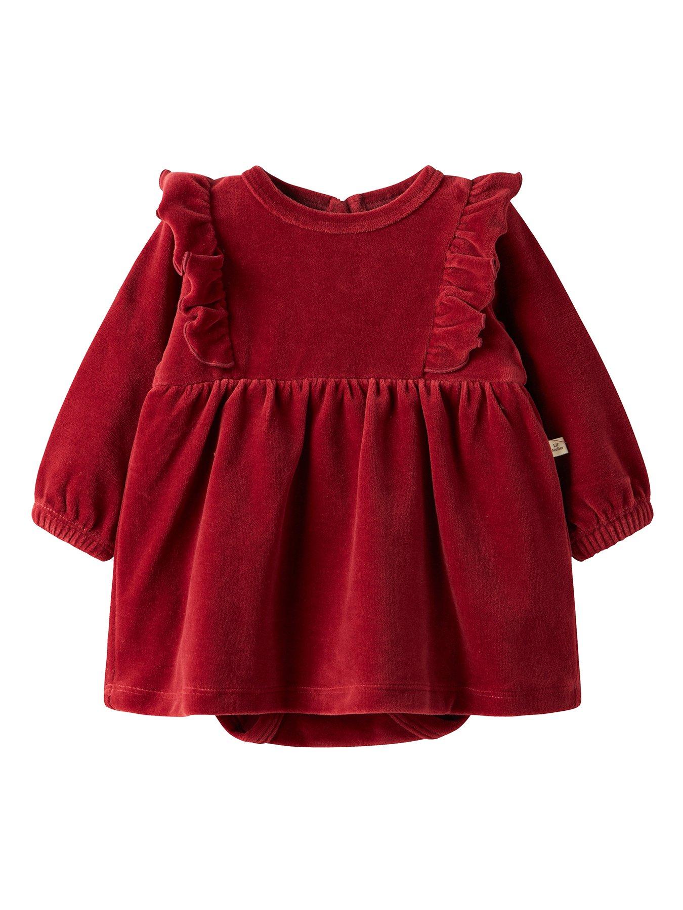 Lil Atelier Baby Girls Velour Body Dress - Red
