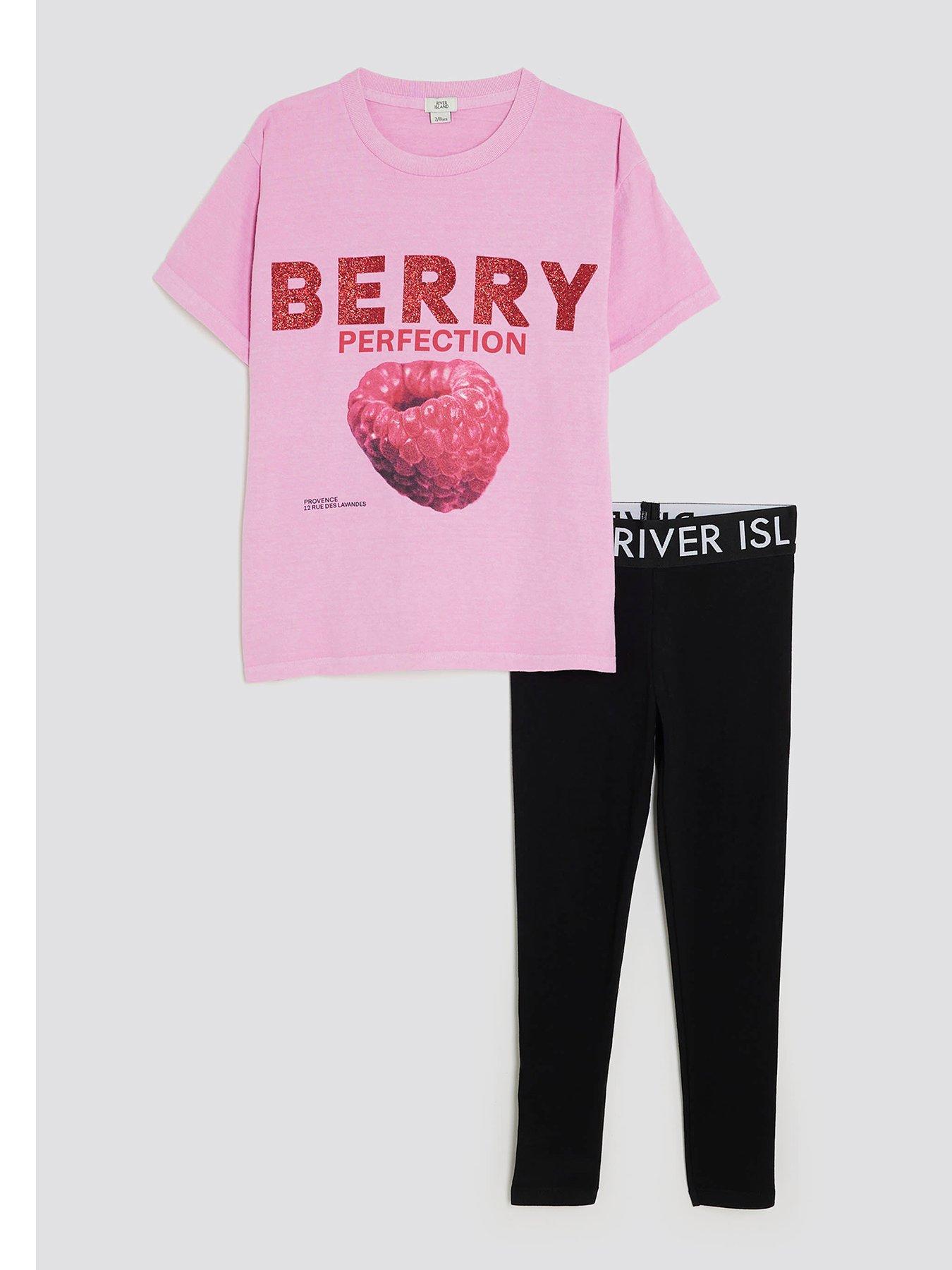 River Island Older Girls Berry T-Shirt Legging Set - Pink