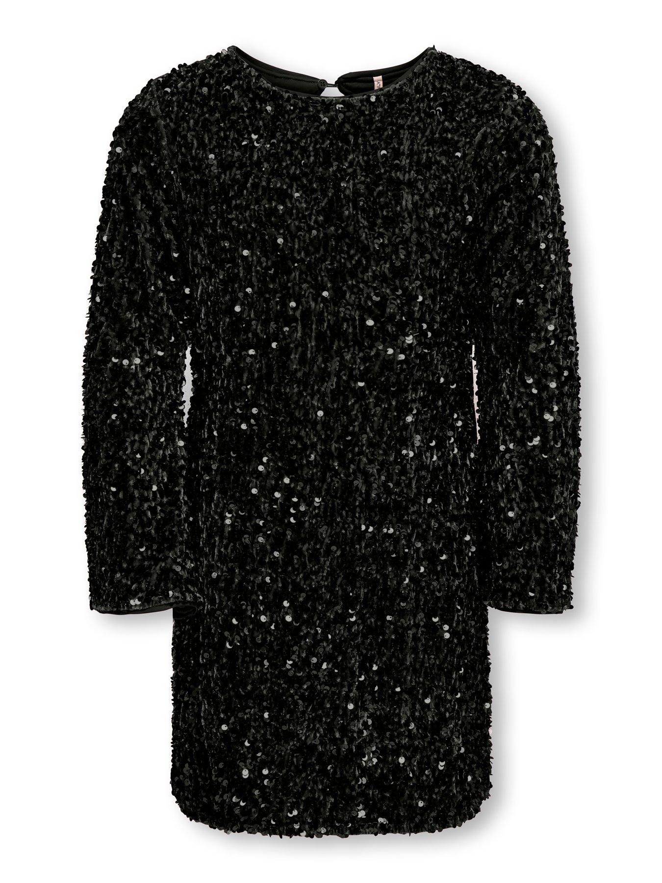 Only Kids Girls Long Sleeve Sequin Dress - Black | Very Ireland