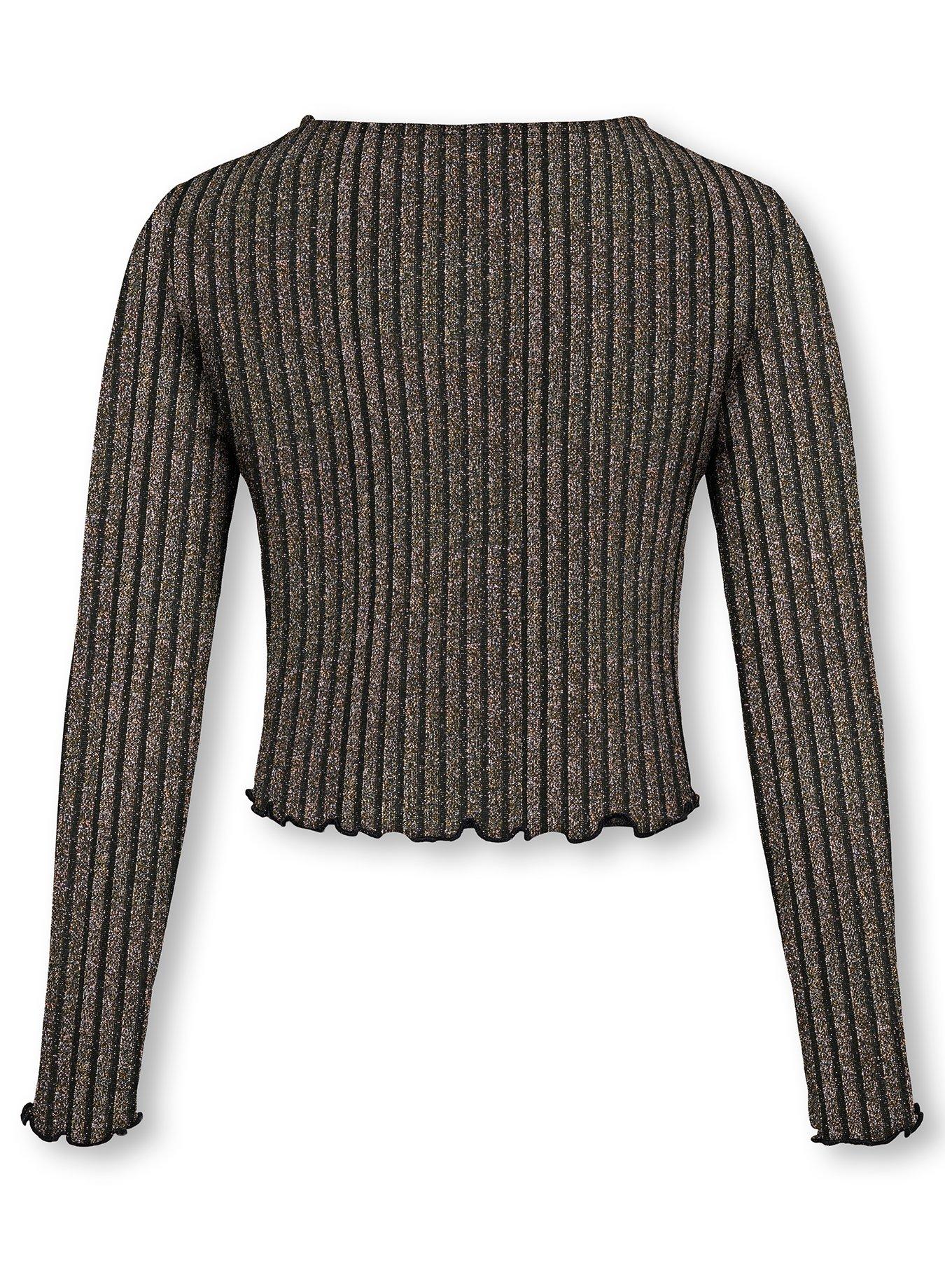 Image 2 of 2 of Only Kids Girls Glitter Long Sleeve Top - Black
