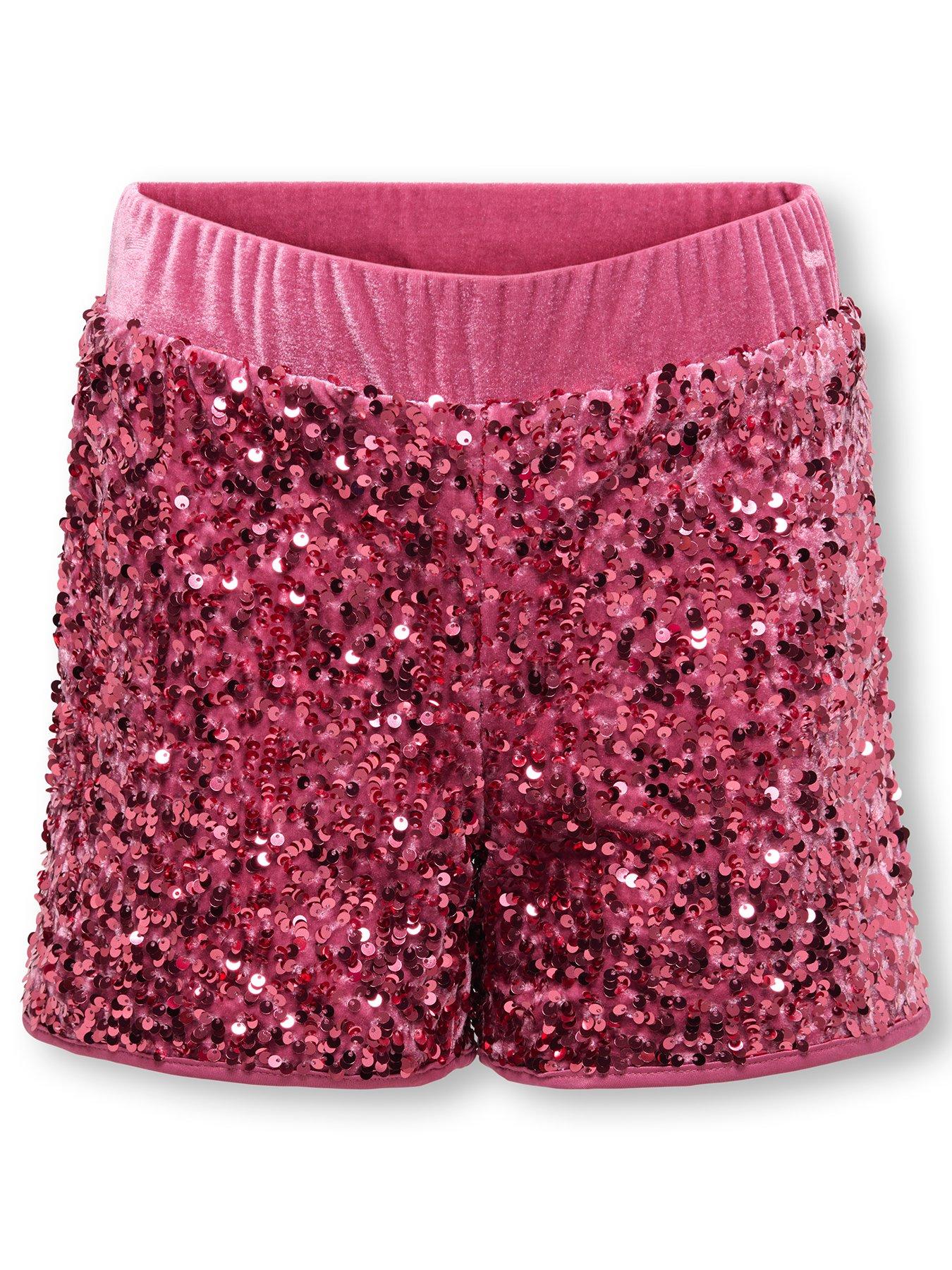 only-kids-girls-sequin-shorts-pink