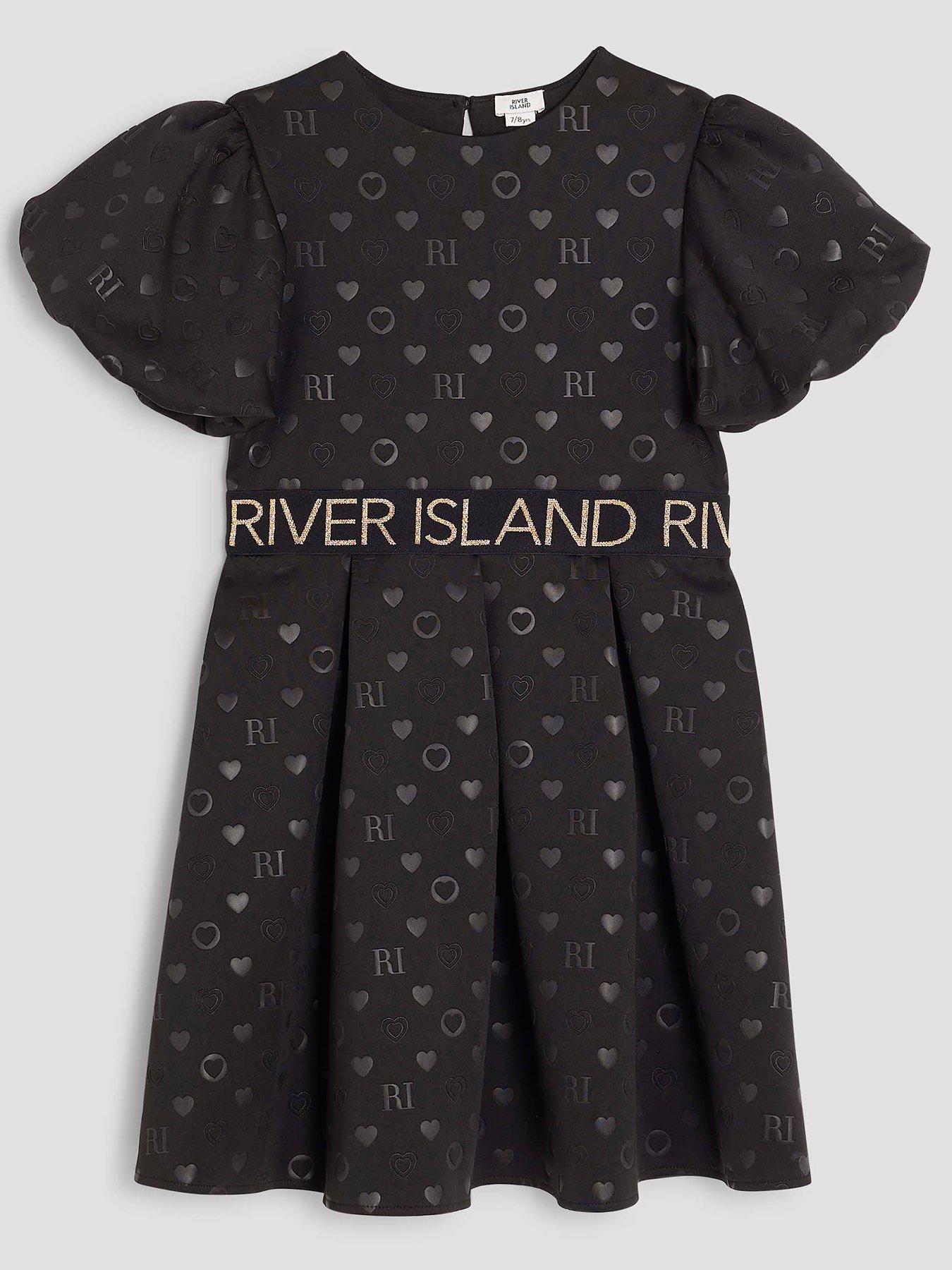 River Island Older Girls Embossed Scuba Dress - Black