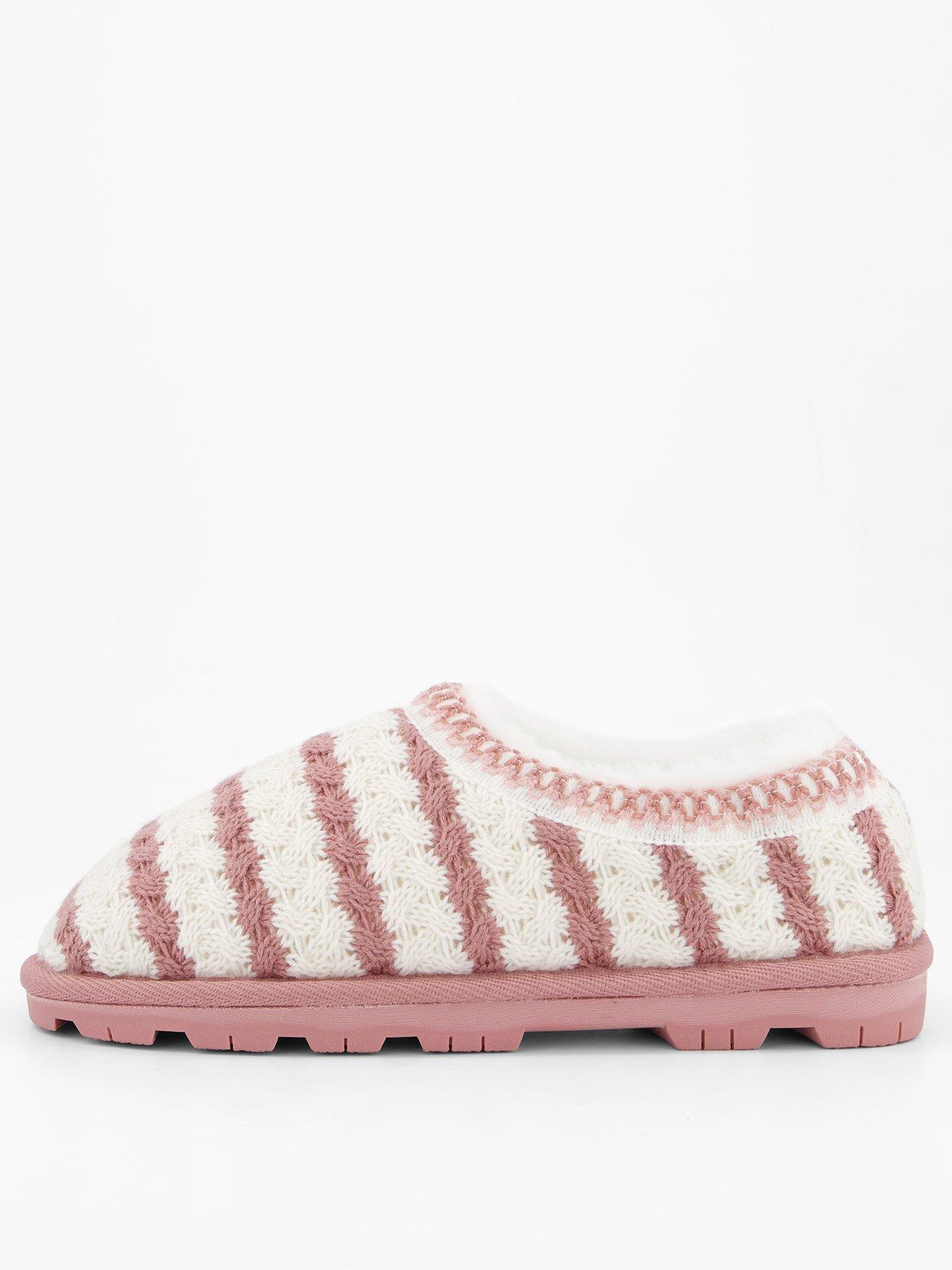 The Very Collection Knitted Striped Slipper - Cream