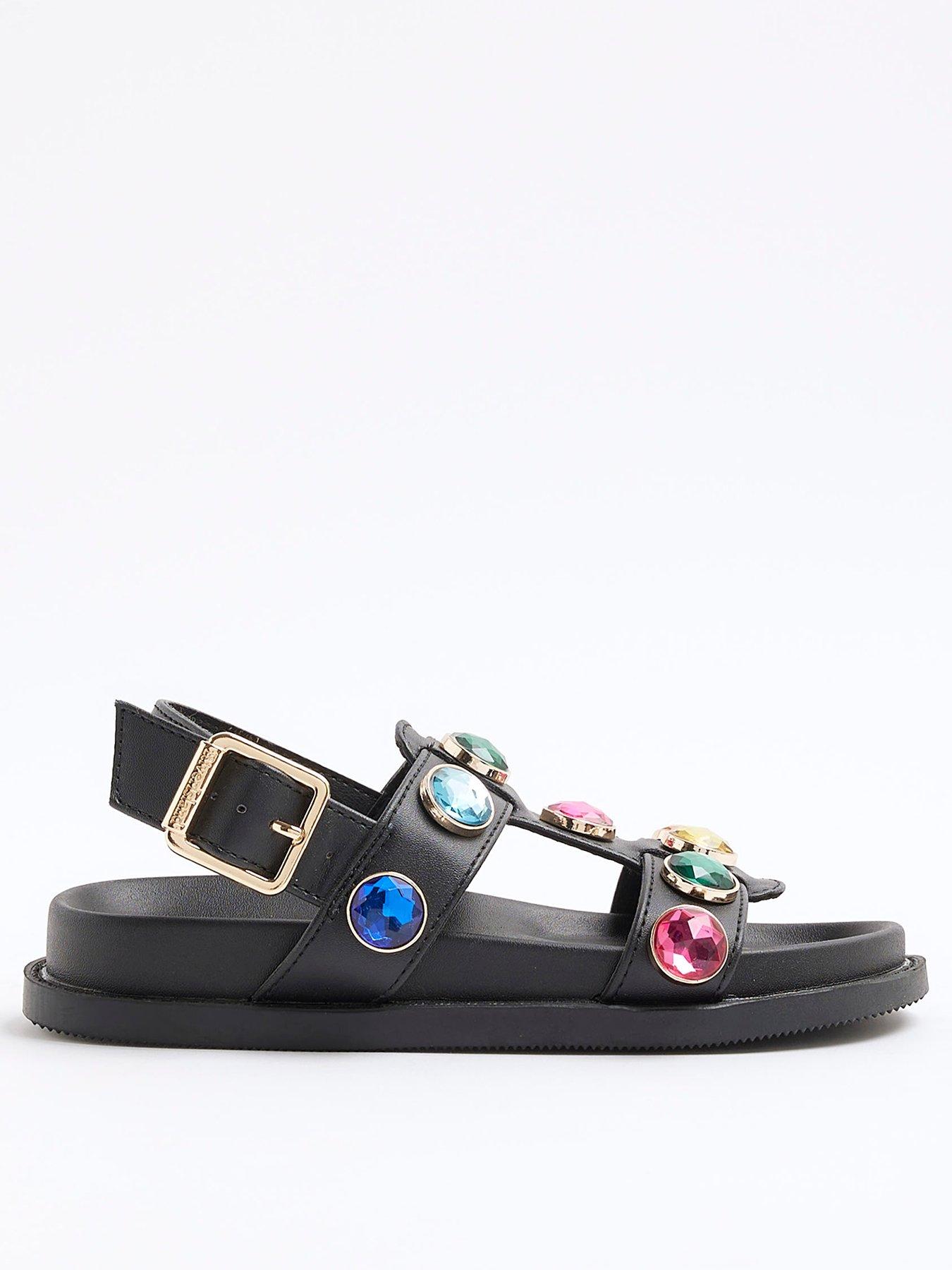 river-island-older-girls-gem-sandals-blackfront