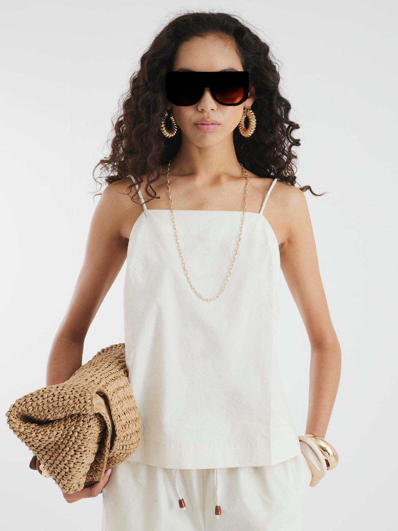 River Island Poplin Tunic Top - Beige