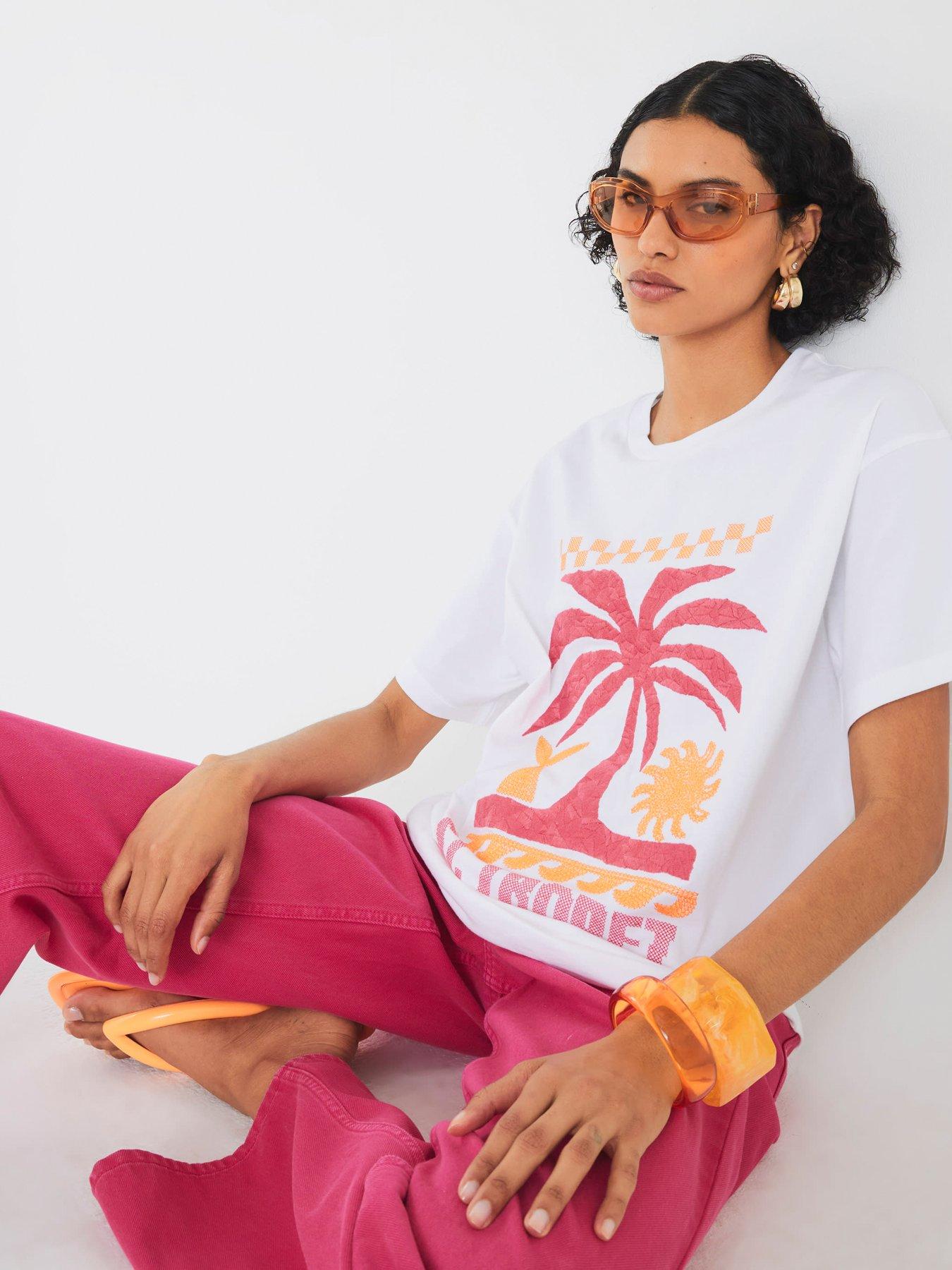 River Island Short Sleeve St Tropez Embroidery T-Shirt - White