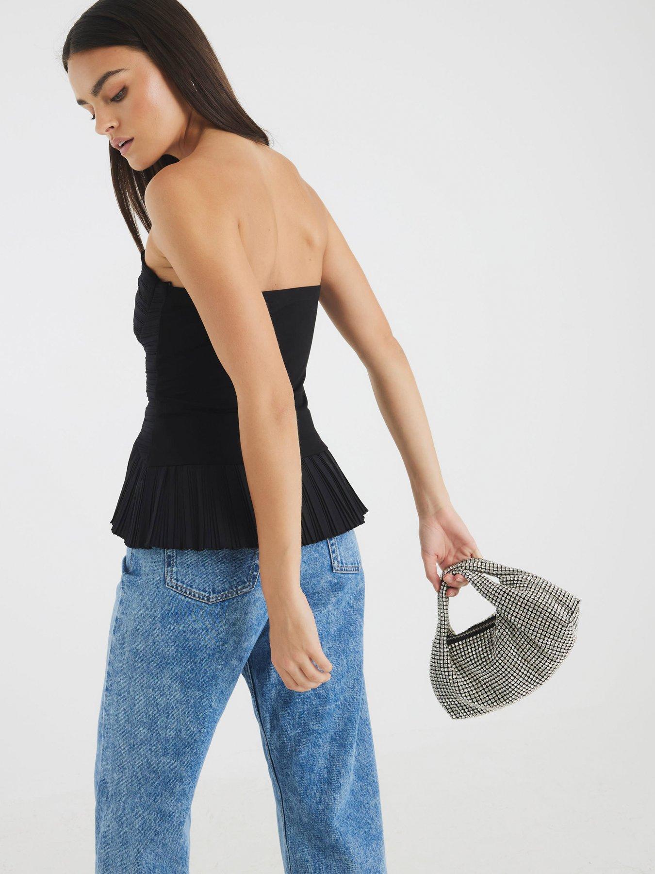 river-island-short-plisse-detail-bandeau-top-blackstillFront