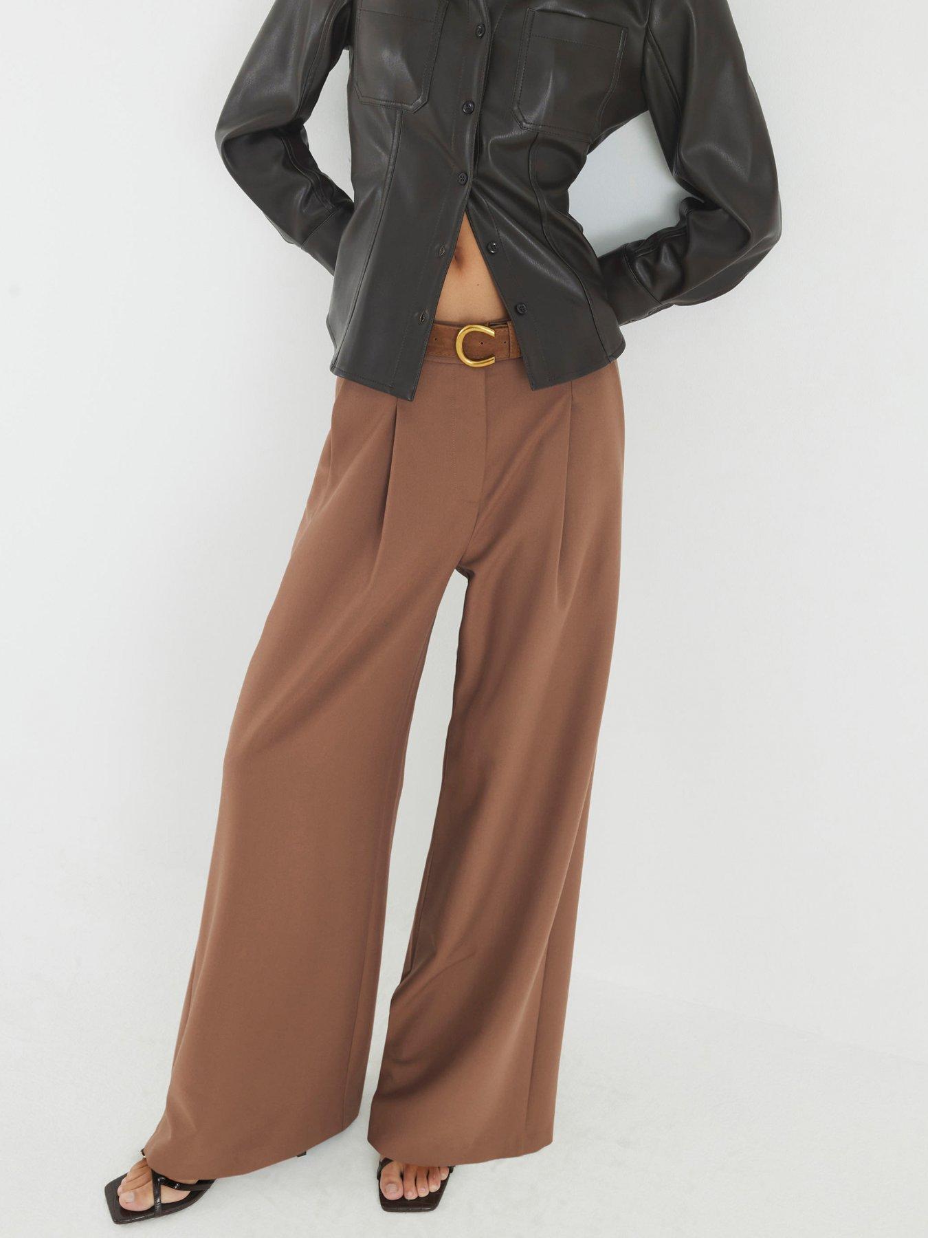 River Island Easy Belted Wide Leg - Brown