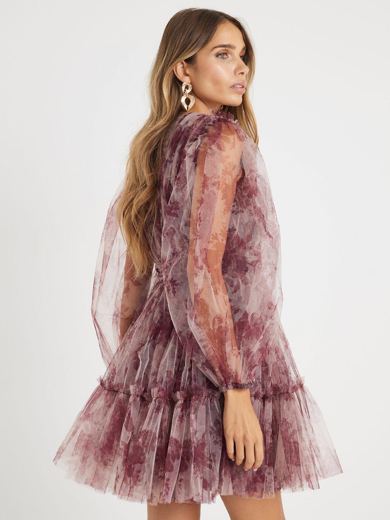 river-island-short-sleeve-mini-tulle-dress-beigestillFront