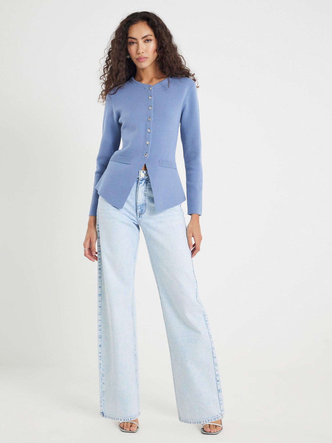 Image 3 of 6 of River Island Button Up Cardigan - Blue