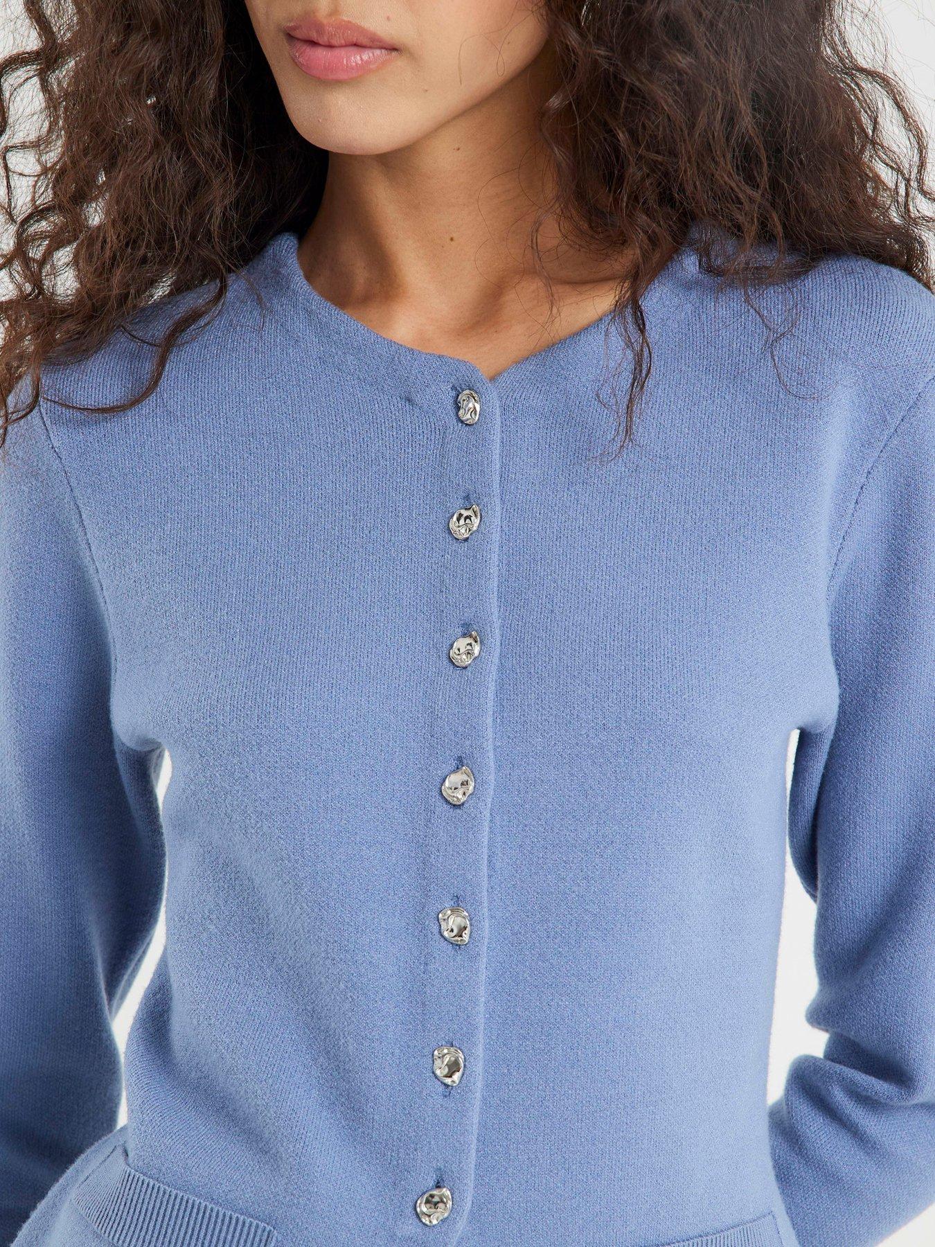 Image 4 of 6 of River Island Button Up Cardigan - Blue