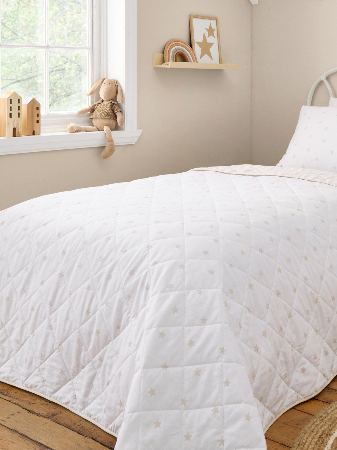 Bianca Mini Star & Stripes 100% Cotton Bedspread- 200x200cm Natural