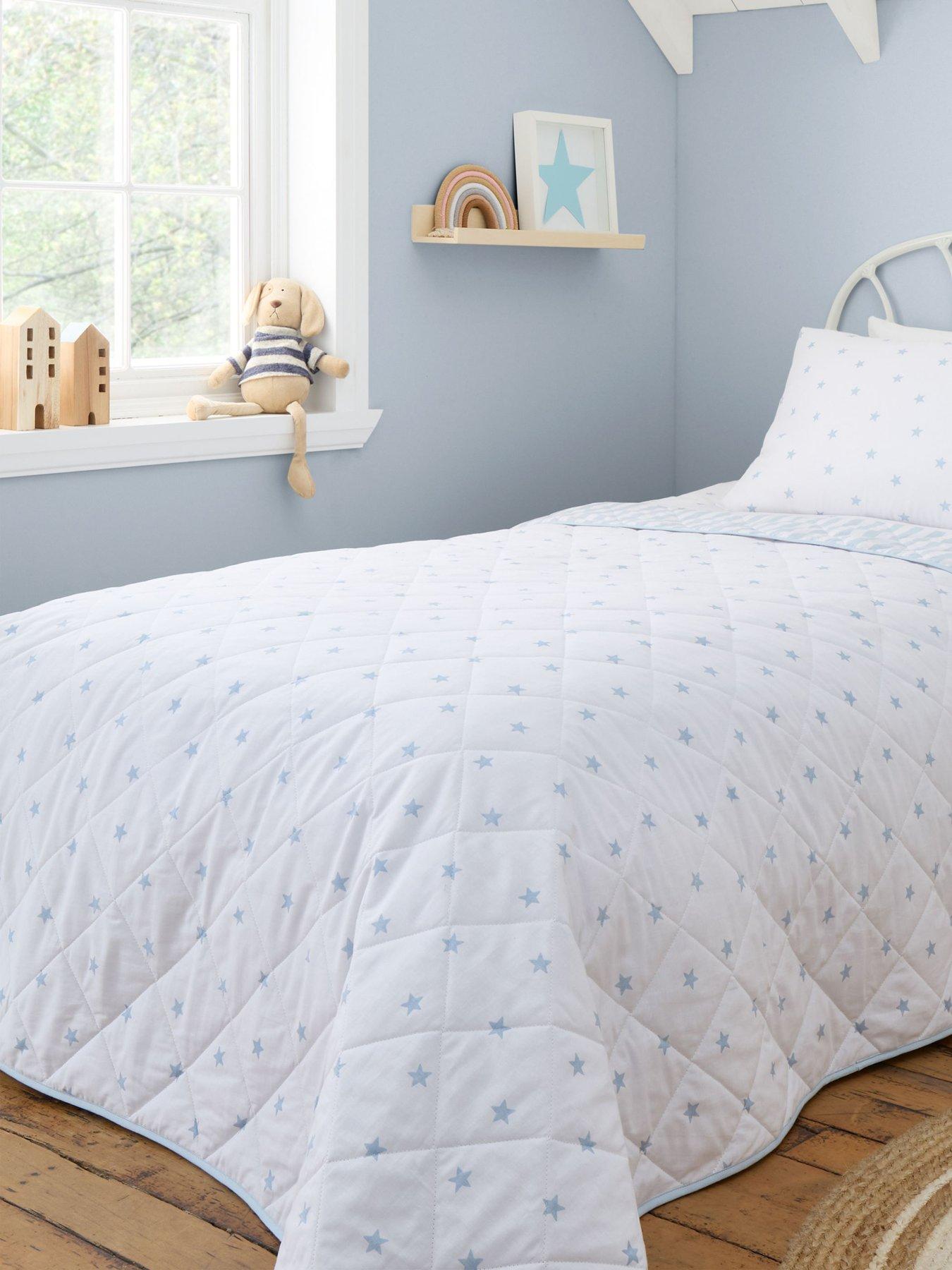 Bianca Mini Star & Stripes 100% Cotton Bedspread- 200x200cm Blue