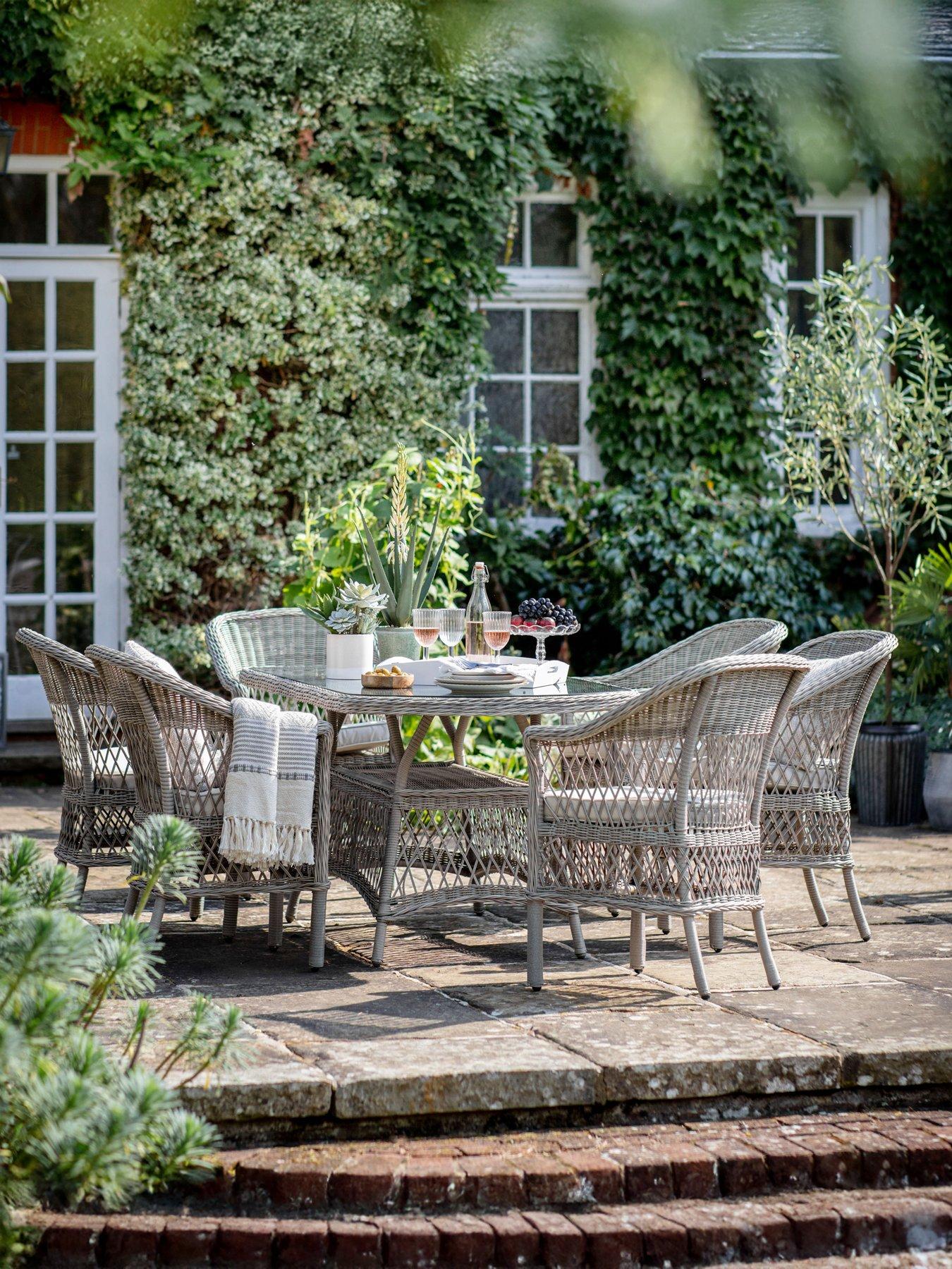 undefined Menton 6 Seater Oval Dining Set Stone
