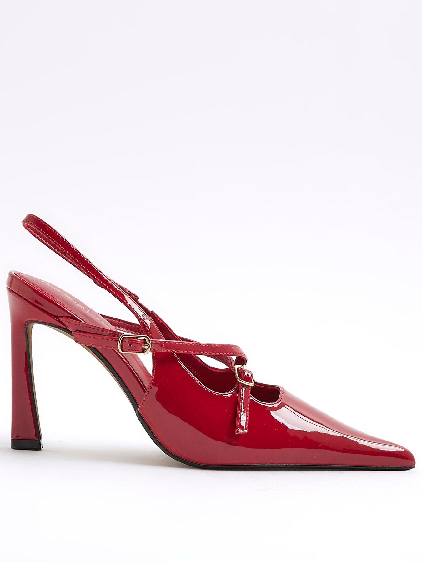 River Island Point Sling Buckle Slingbacks - Red